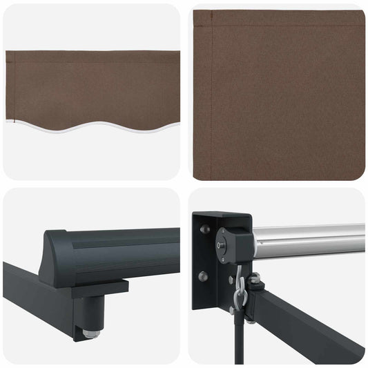 Uttrekkbar markise Gråbrun 4 × 3 m 100% polyester og aluminium