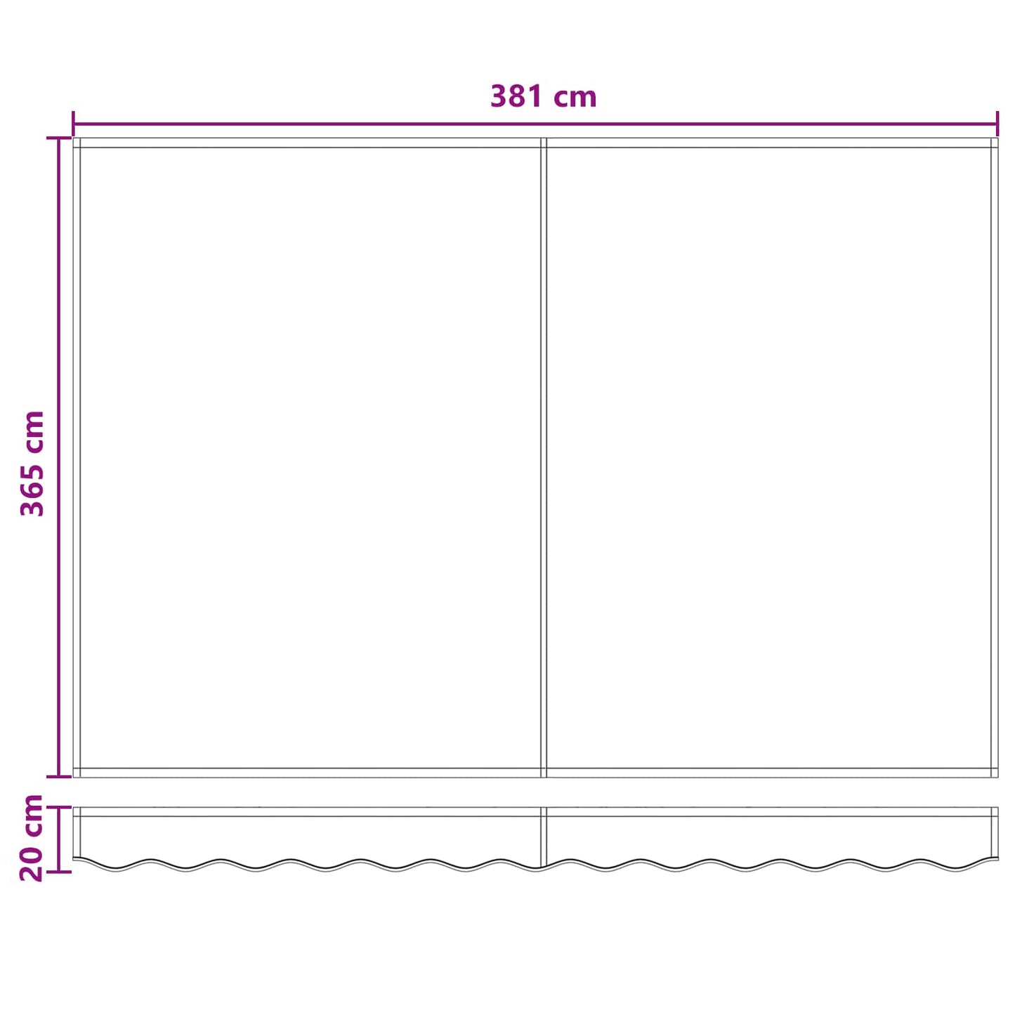 Markiseduk Lys Grå og Hvit 400 × 350 cm Polyester