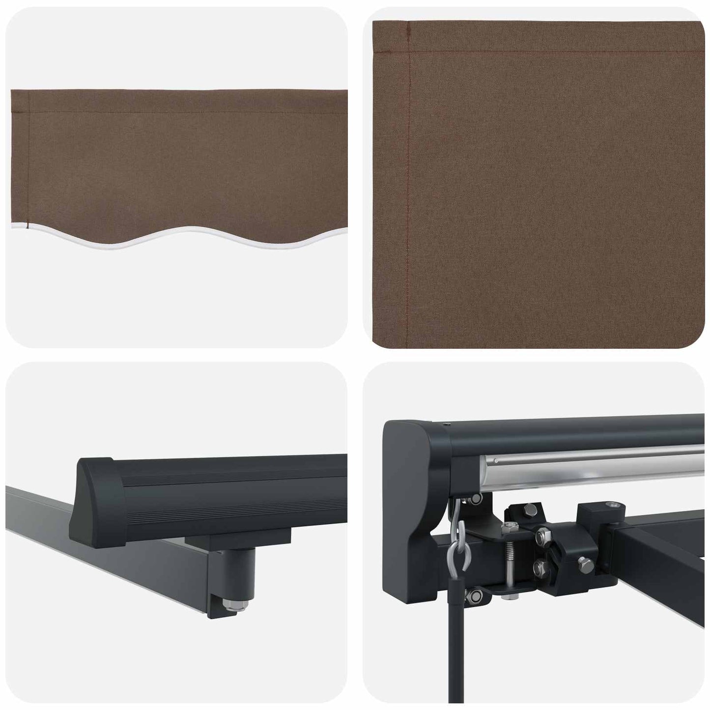 Manuell markiseramme med LEDs Gråbrun 4,5 × 3 m