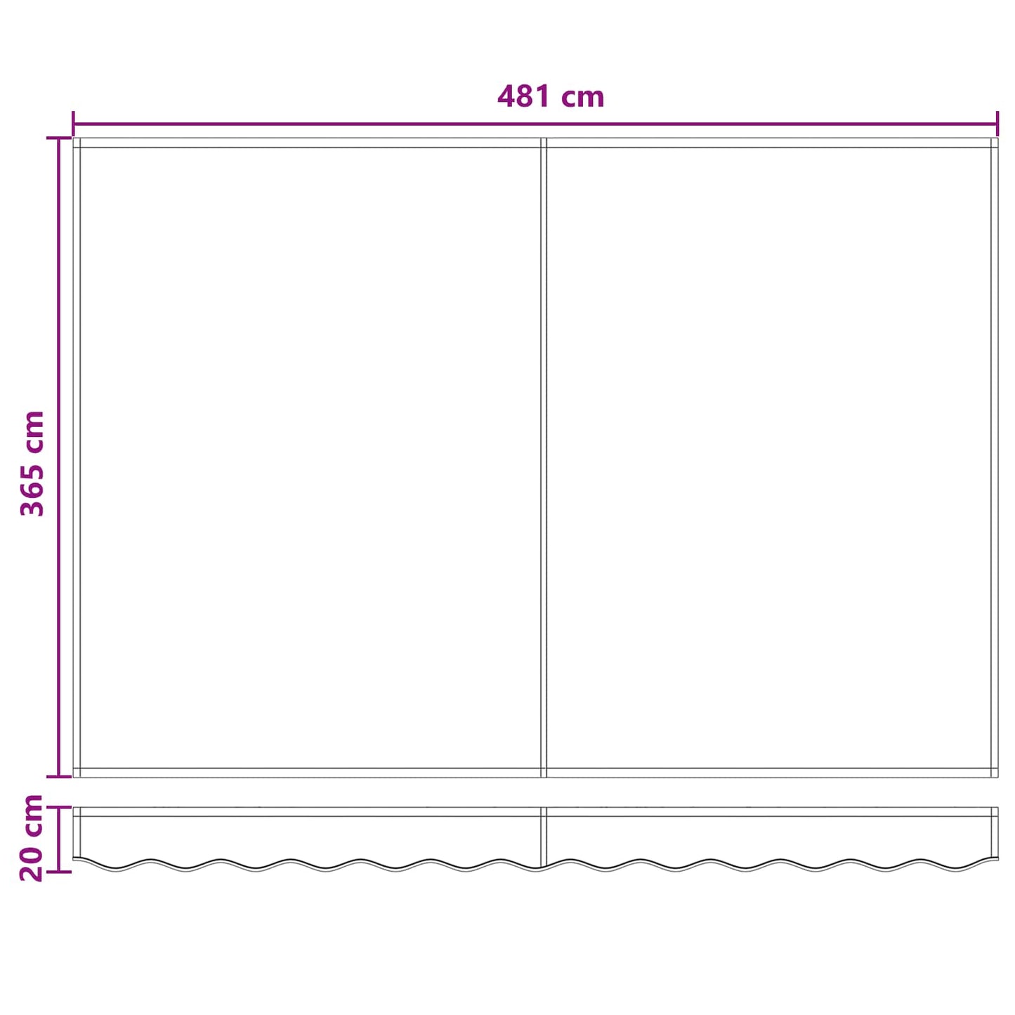 Innvendbar Markise Lys Grå og Hvit 450 × 350 cm