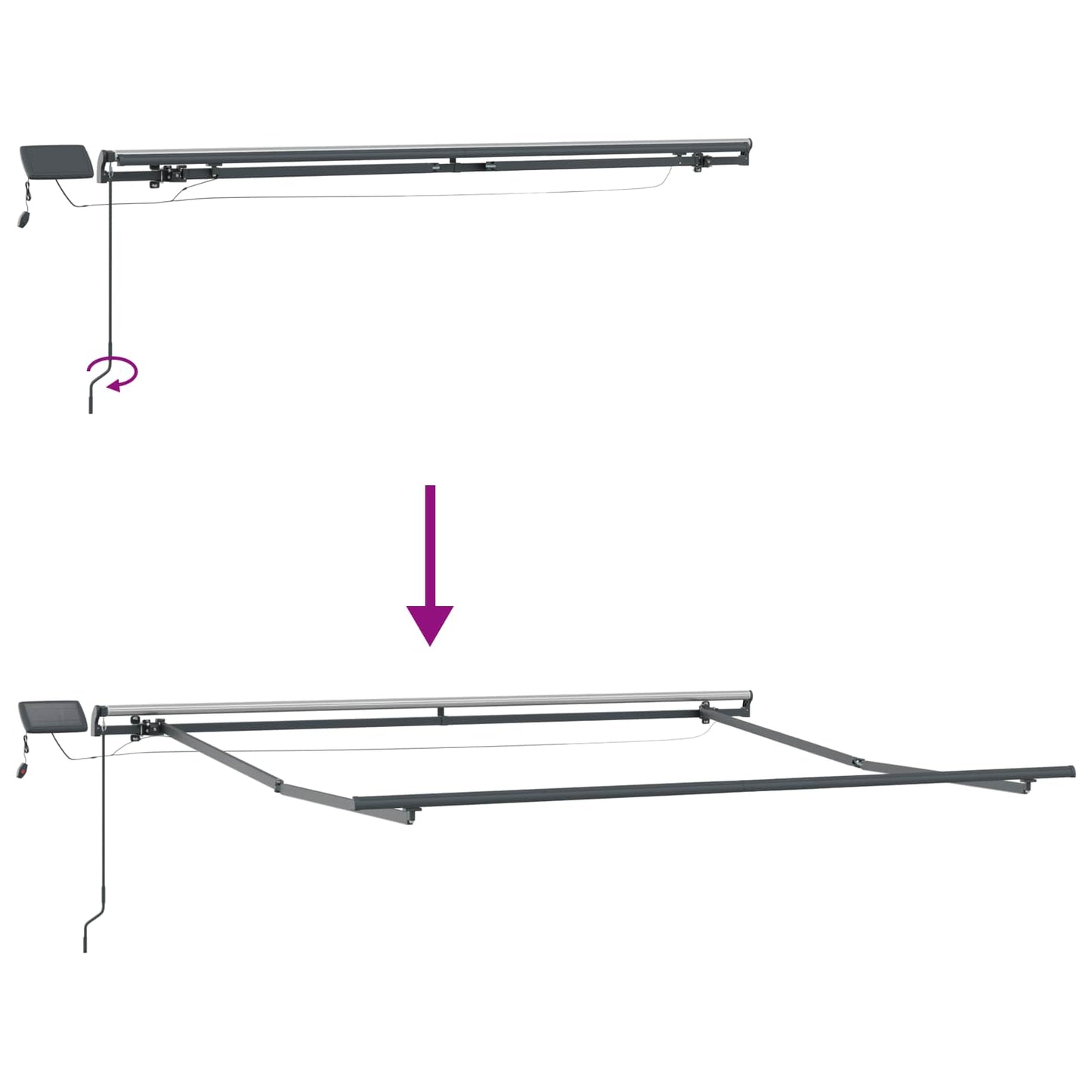 Innvendbar Markise Lys Grå og Hvit 500 × 350 cm stoff
