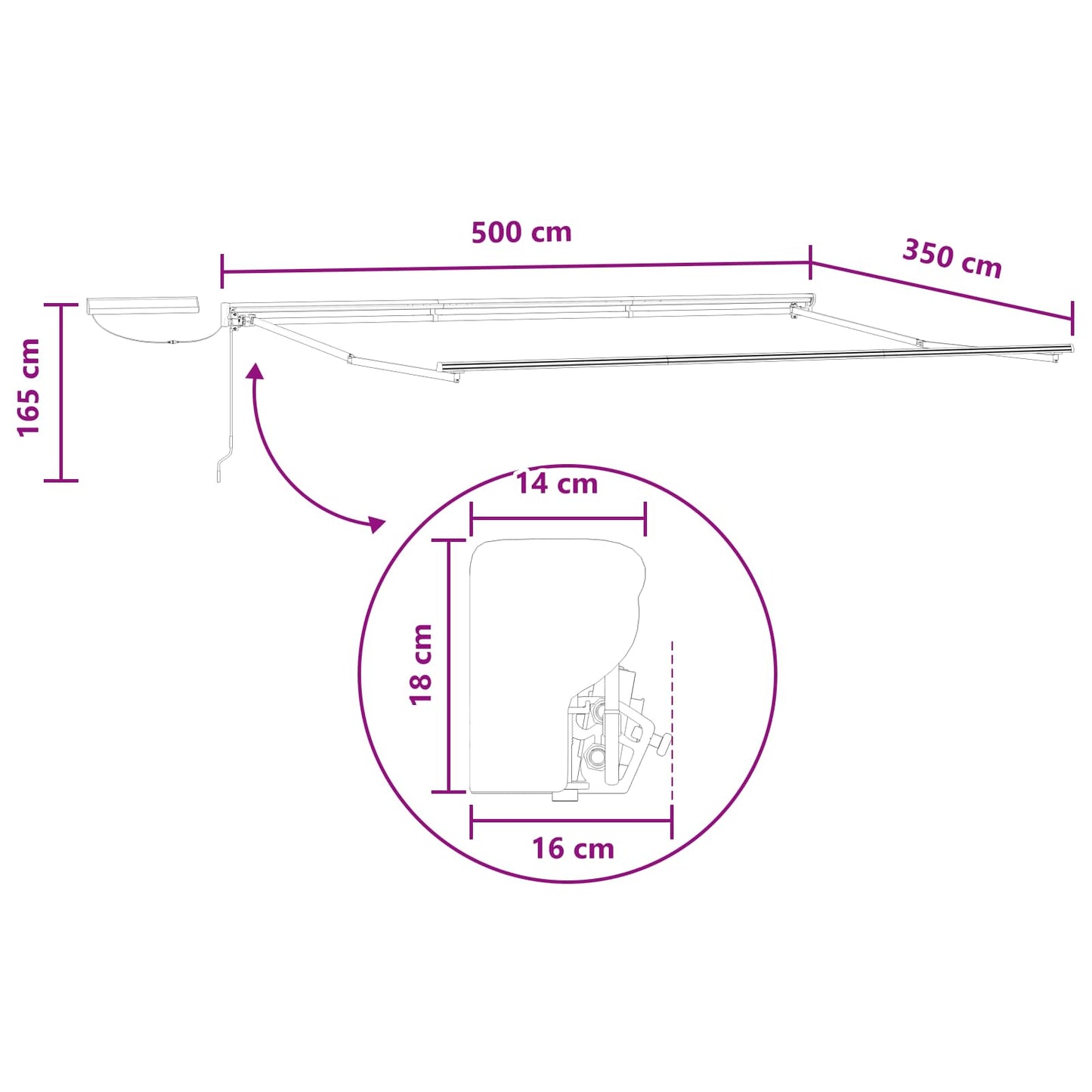Elektrisk Utrekkbar Markise sand 5 × 3,5 m