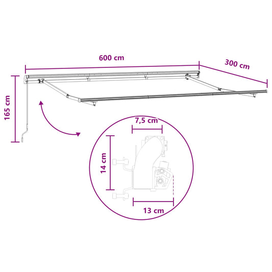 Uttrekkbar markise Gråbrun 600 × 300 cm Polyester og aluminium