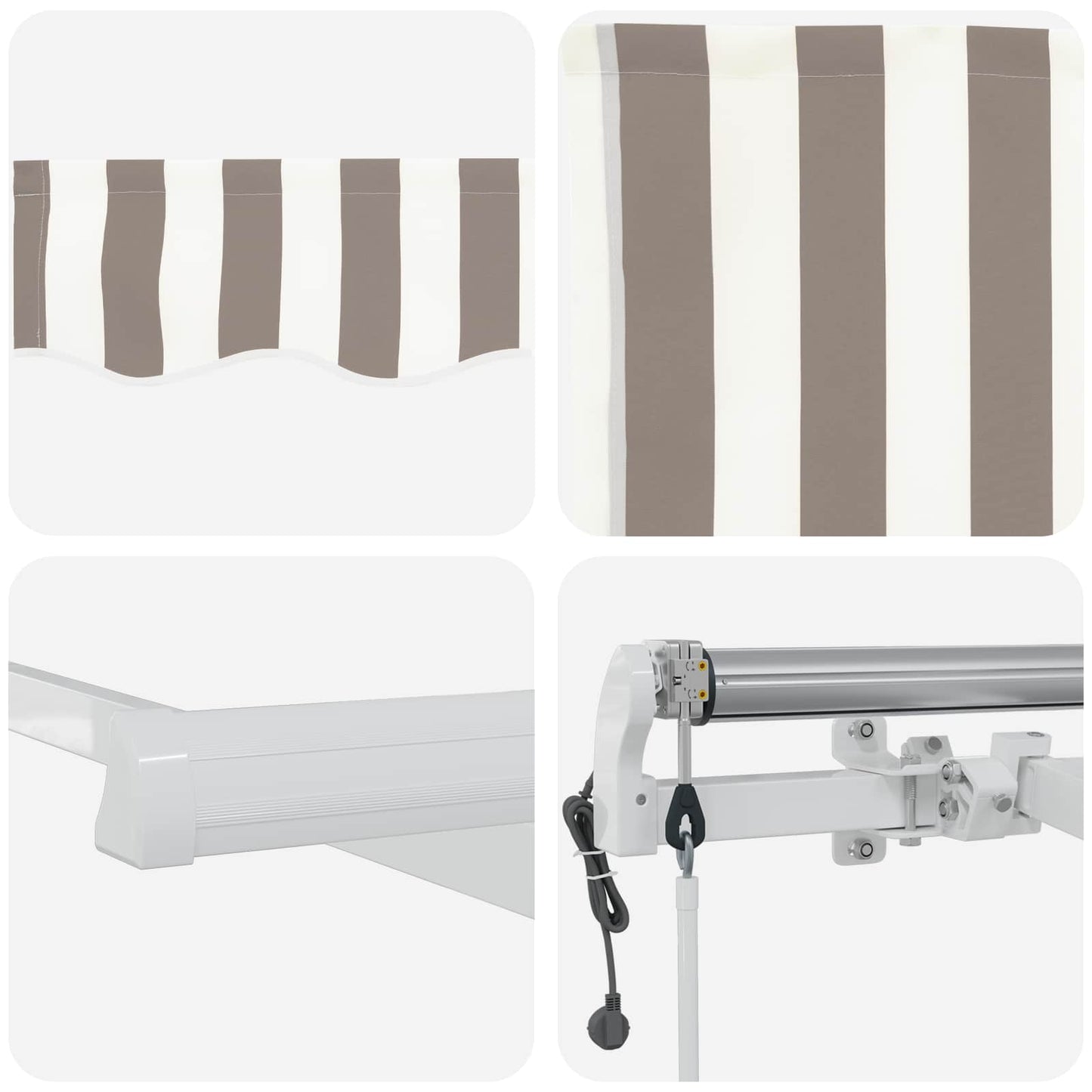 Innvendbar Markise Lys Grå og Hvit 600 × 300 cm