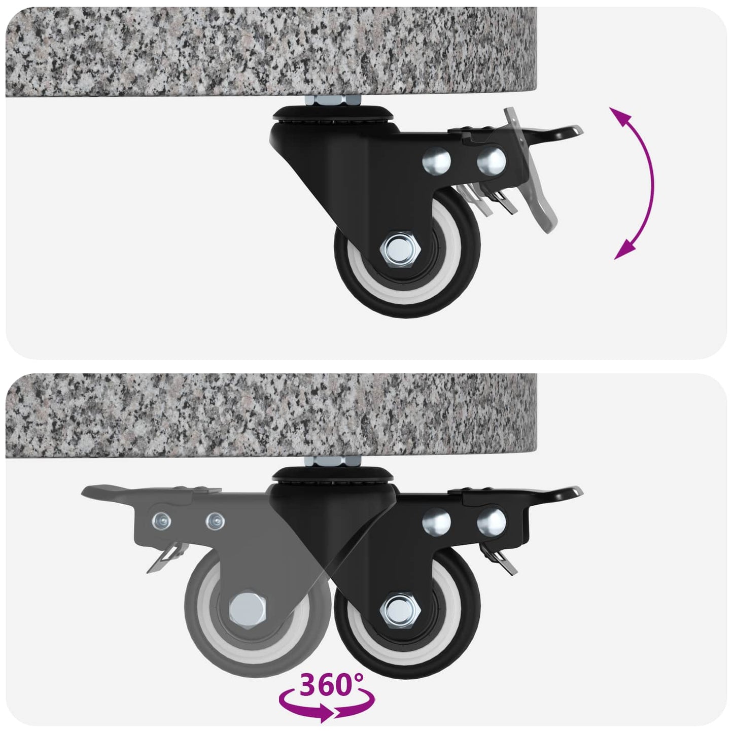 Granitt Paraplyfot med hjul for 4-5 cm stang 27.2 kg Grå