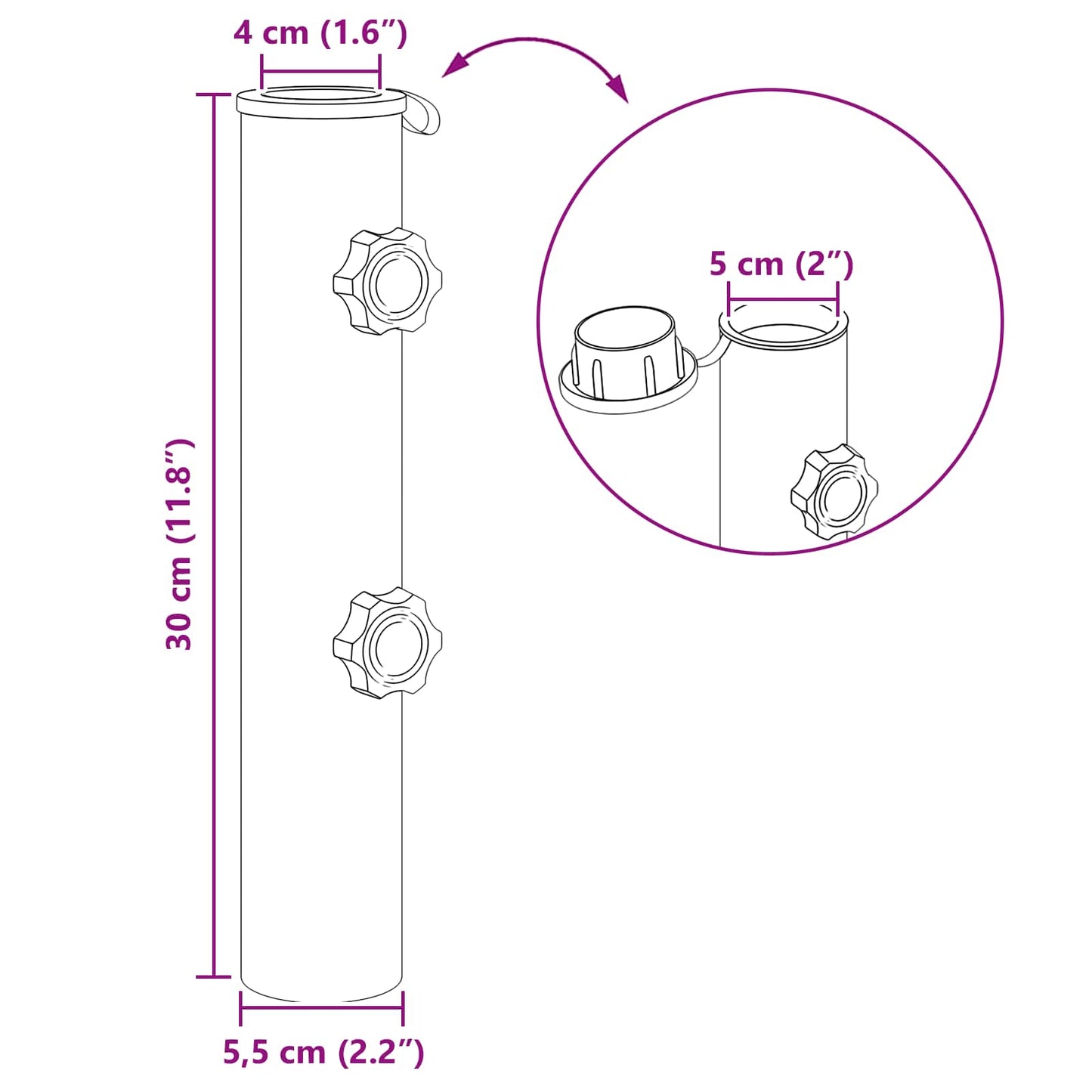 Paraplyfotstang 0.63 kg Naturlig rustfritt stål Rustfritt stål