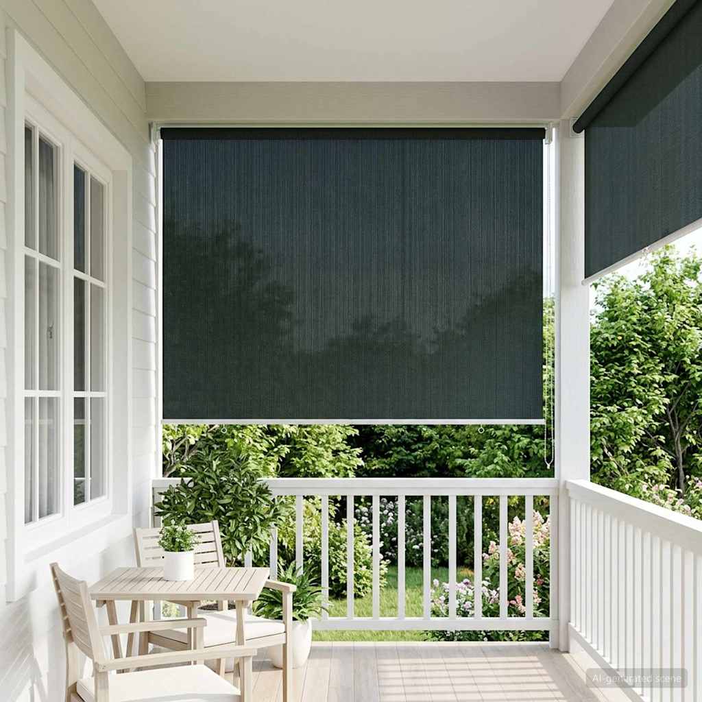 Utendørs Rullegardin 90% UV-blokk Mørkegrønn 140 x 140 cm HDPE