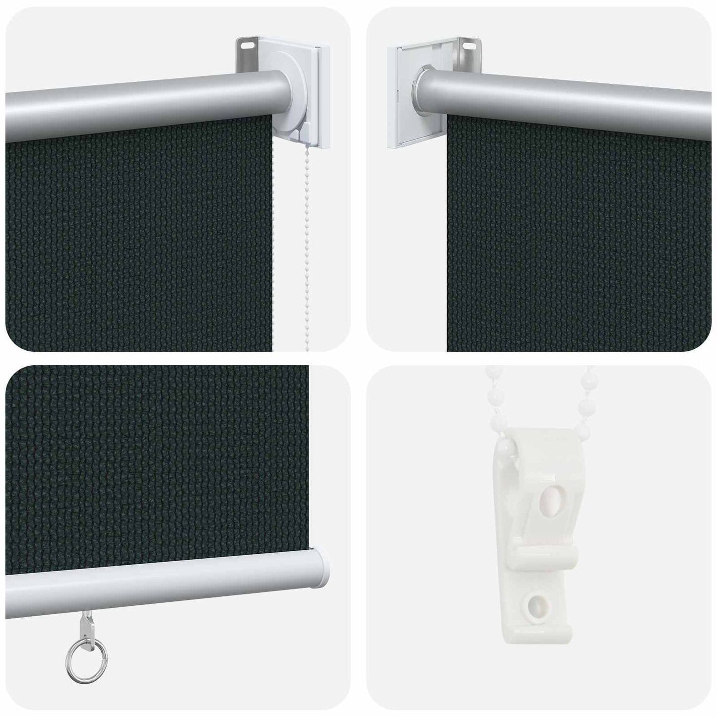 Utendørs Rullegardin 90% UV-blokk Mørkegrønn 160 x 140 cm HDPE