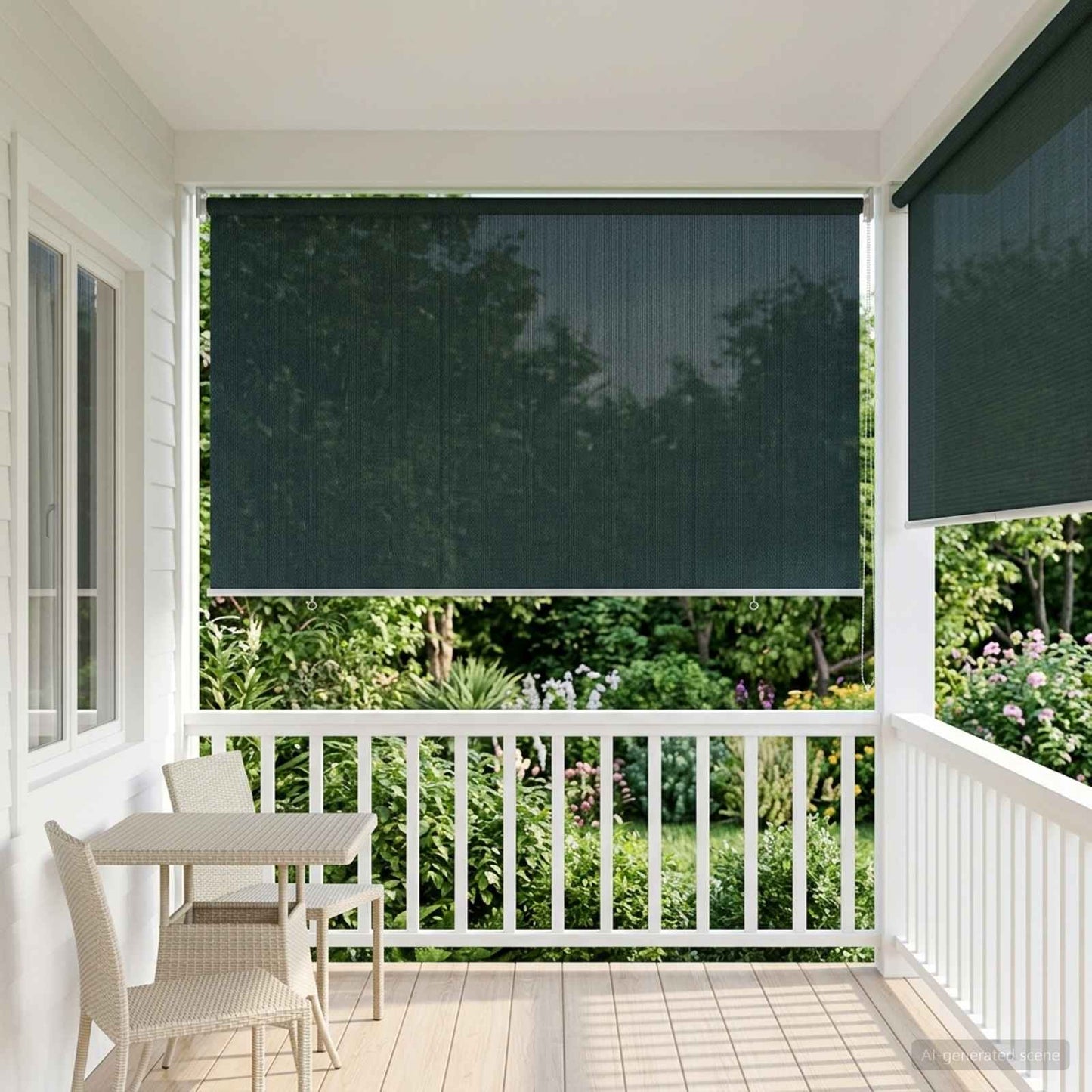 Utendørs Rullegardin 90% UV-blokk Mørkegrønn 400 x 230 cm HDPE