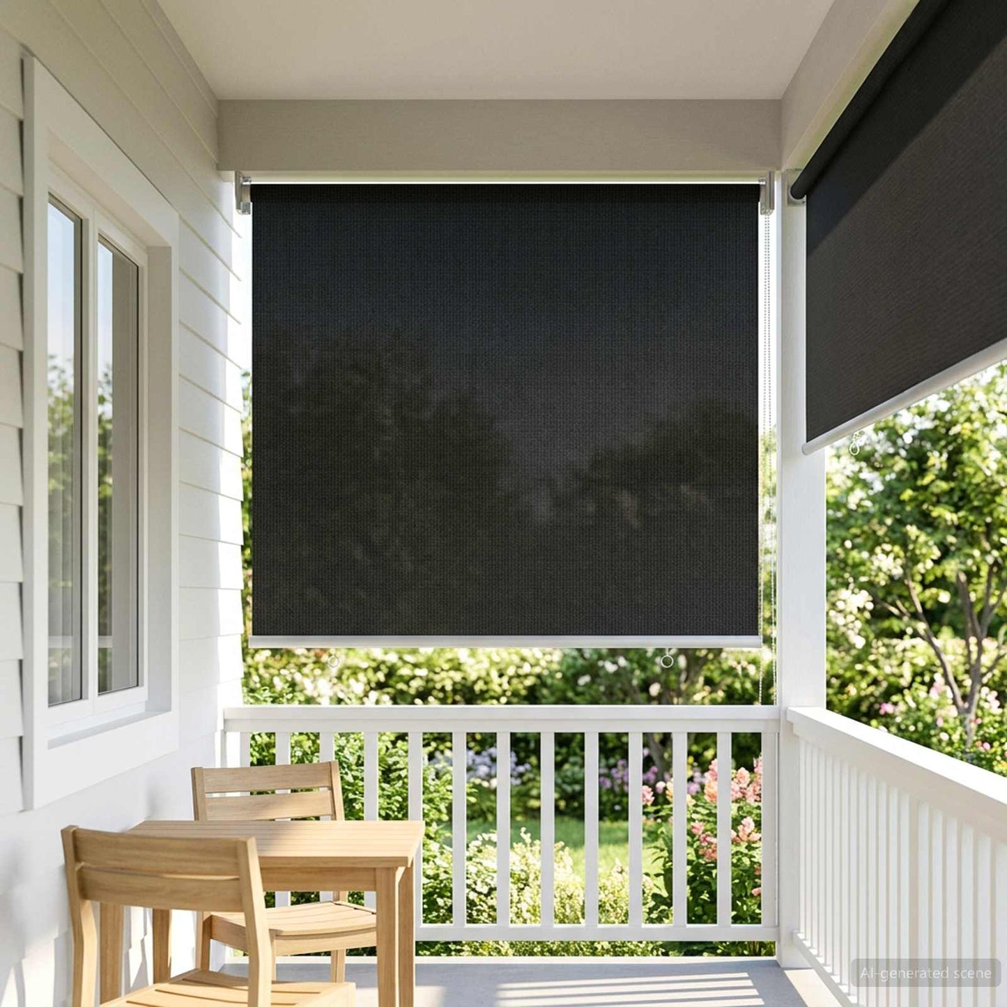Utendørs Rullegardin 90% UV-blokk Svart 80 x 140 cm HDPE