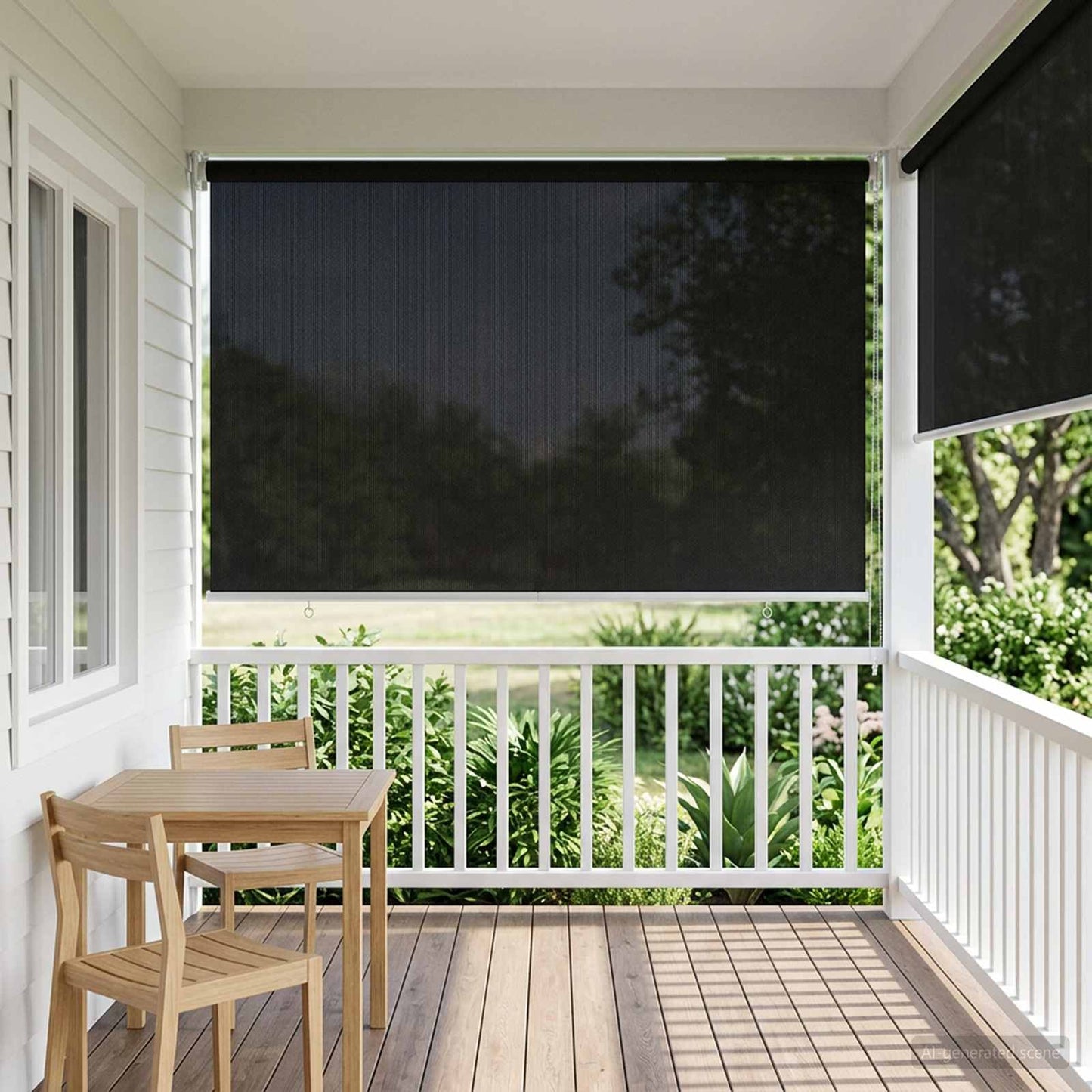 Utendørs Rullegardin 90% UV-blokk Svart 80 x 230 cm HDPE