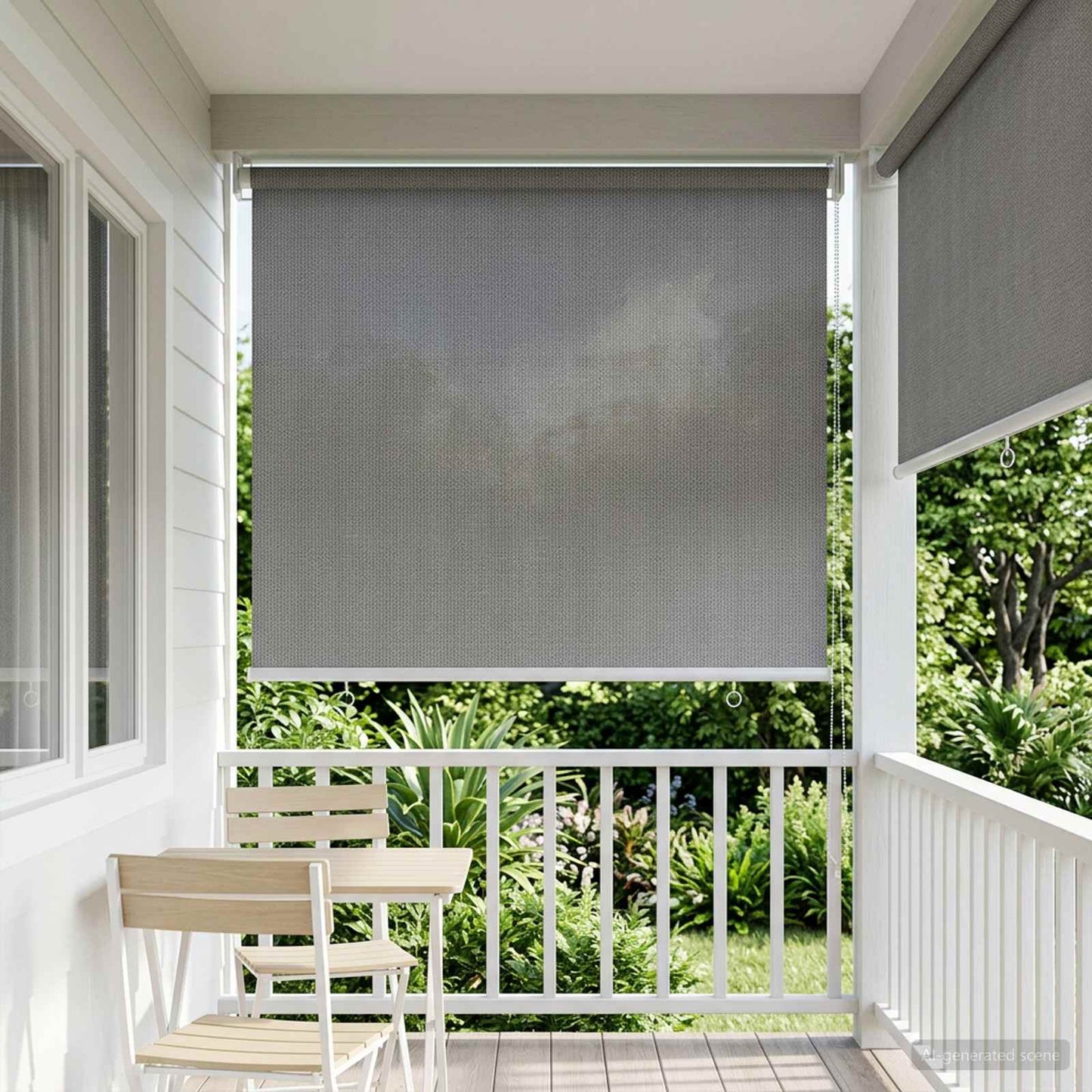 Utendørs Rullegardin 90% UV-blokk Lysegrå 100 x 230 cm HDPE