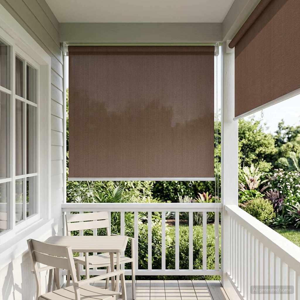Utendørs Rullegardin 90% UV-blokk Gråbrun 80 x 140 cm HDPE