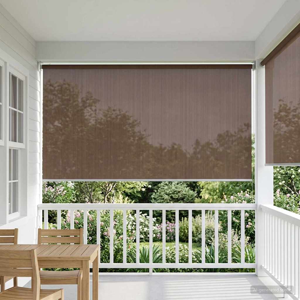 Utendørs Rullegardin 90% UV-blokk Gråbrun 180 x 140 cm HDPE