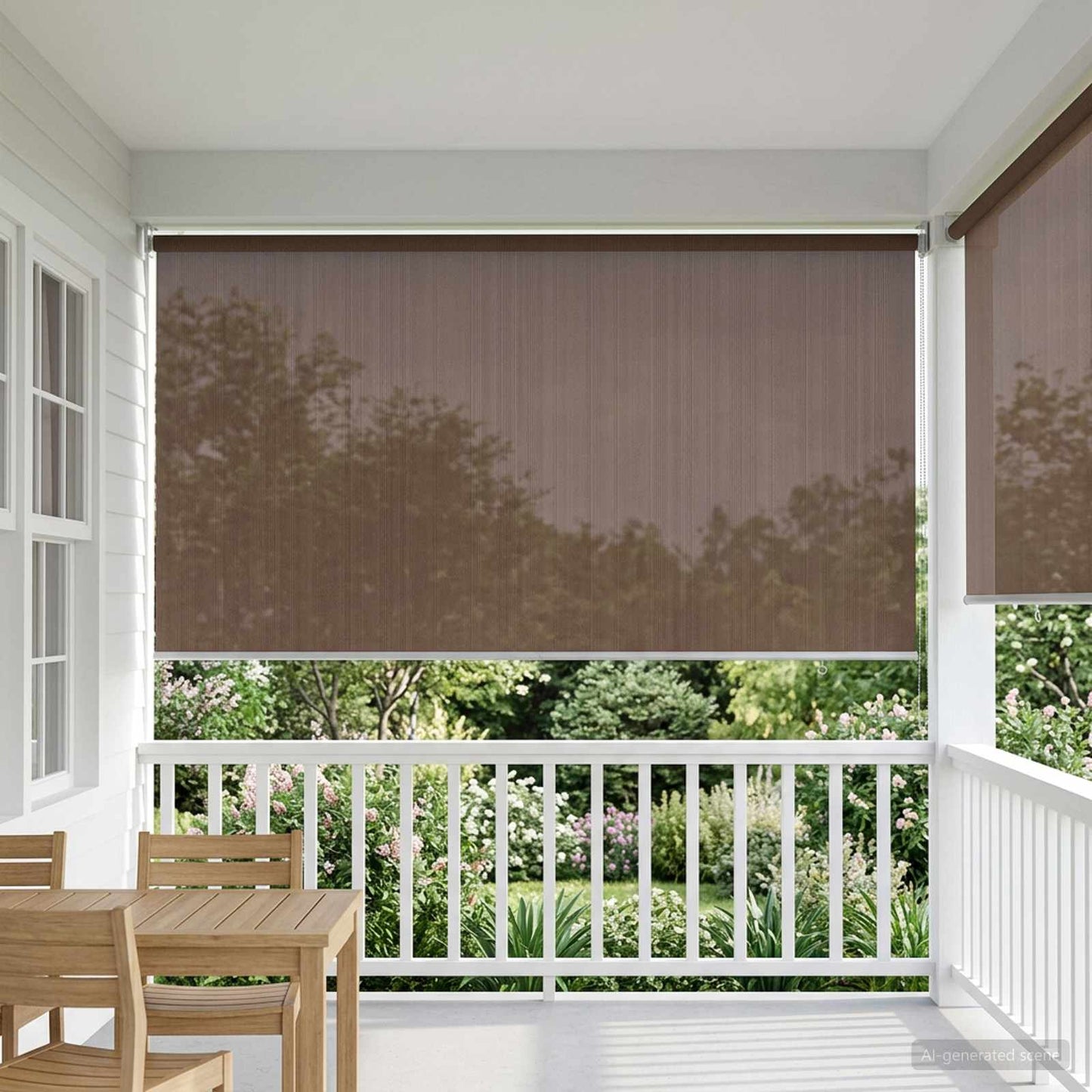 Utendørs Rullegardin 90% UV-blokk Gråbrun 140 x 230 cm HDPE