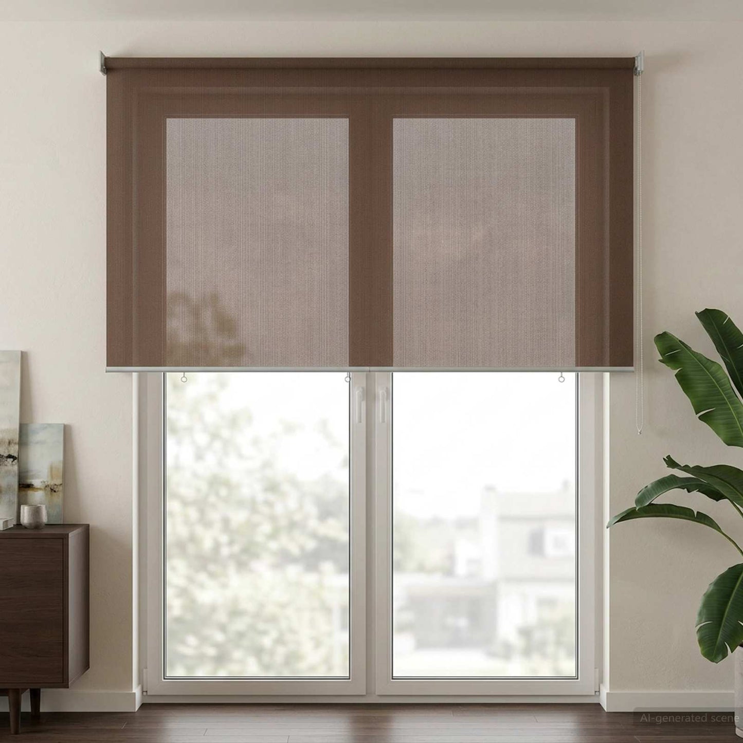 Utendørs Rullegardin 90% UV-blokk Gråbrun 140 x 230 cm HDPE