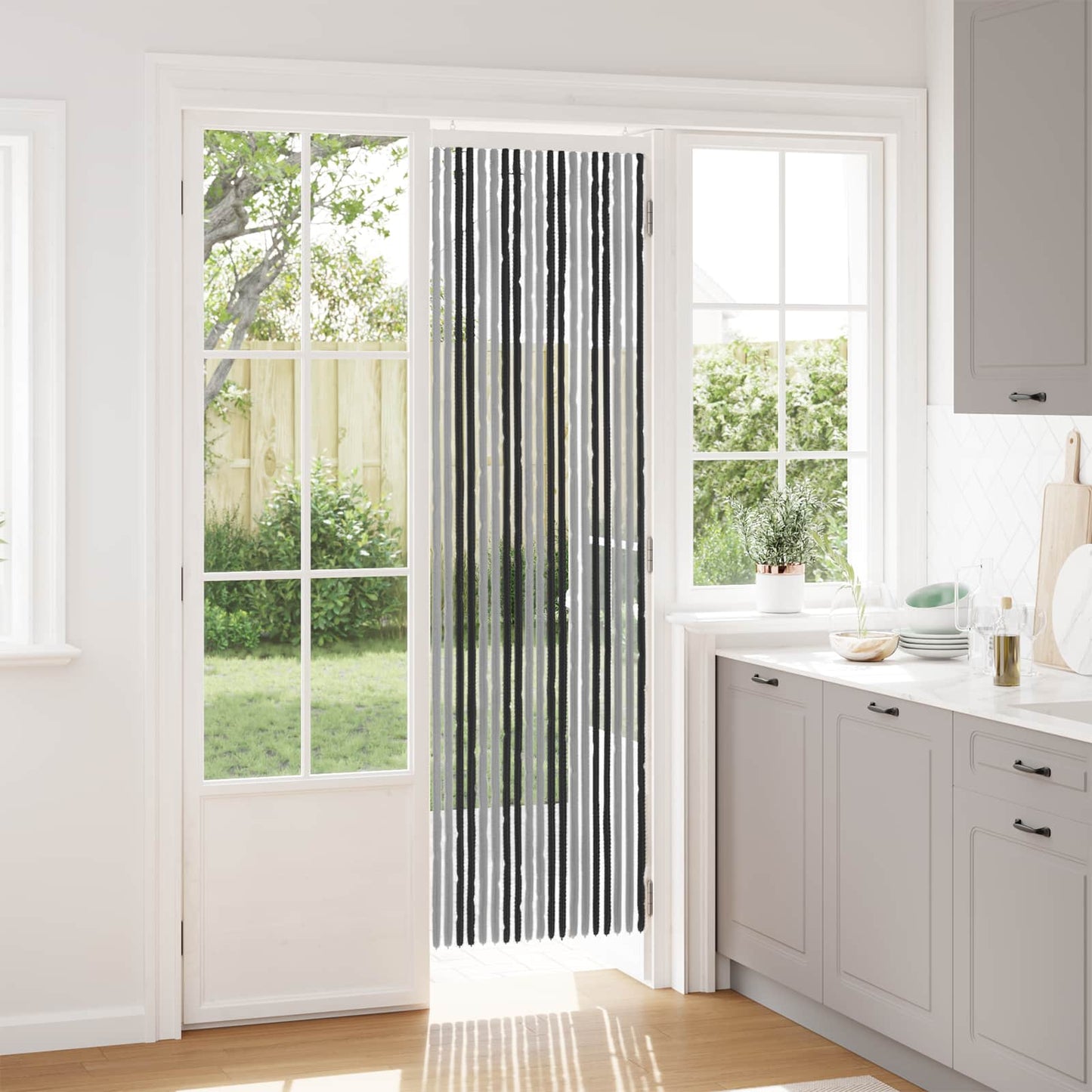Insektgardin Chenille Grå og svart 56 x 200 cm 100% PP