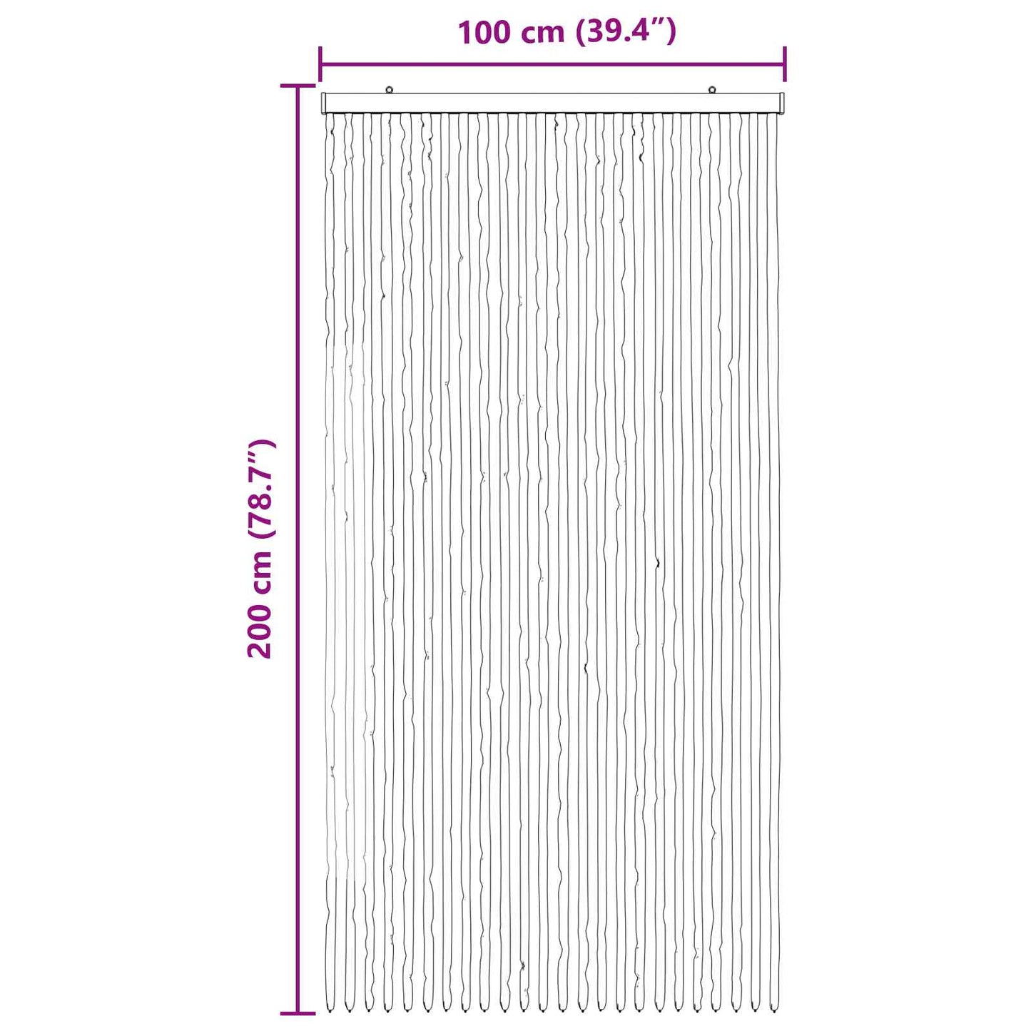 Insektgardin Chenille Grå og svart 100 x 200 cm 100% PP