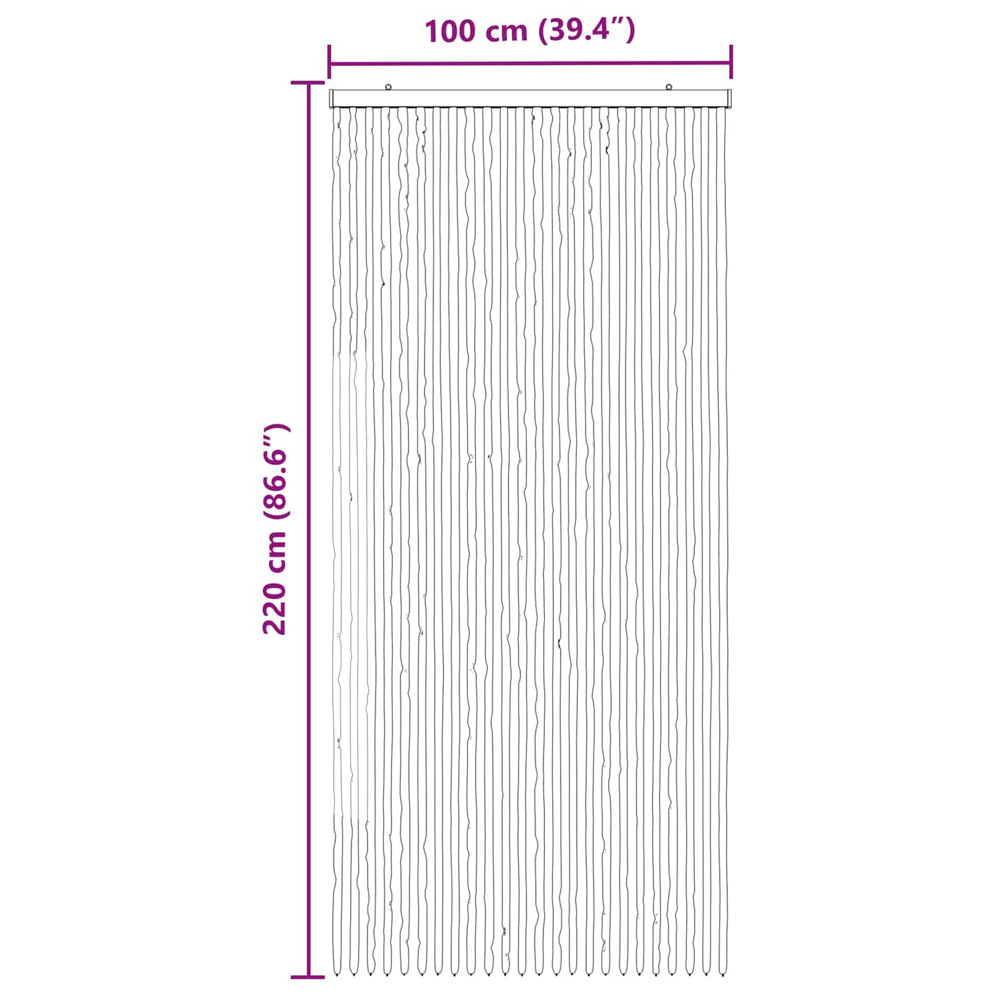 Insektgardin Chenille Grå og svart 100 x 220 cm 100% PP