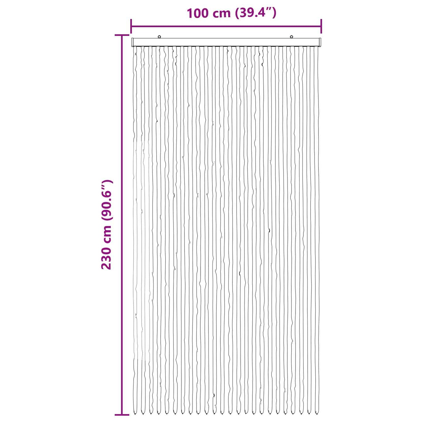 Insektgardin Chenille Grå og svart 100 x 230 cm 100% PP