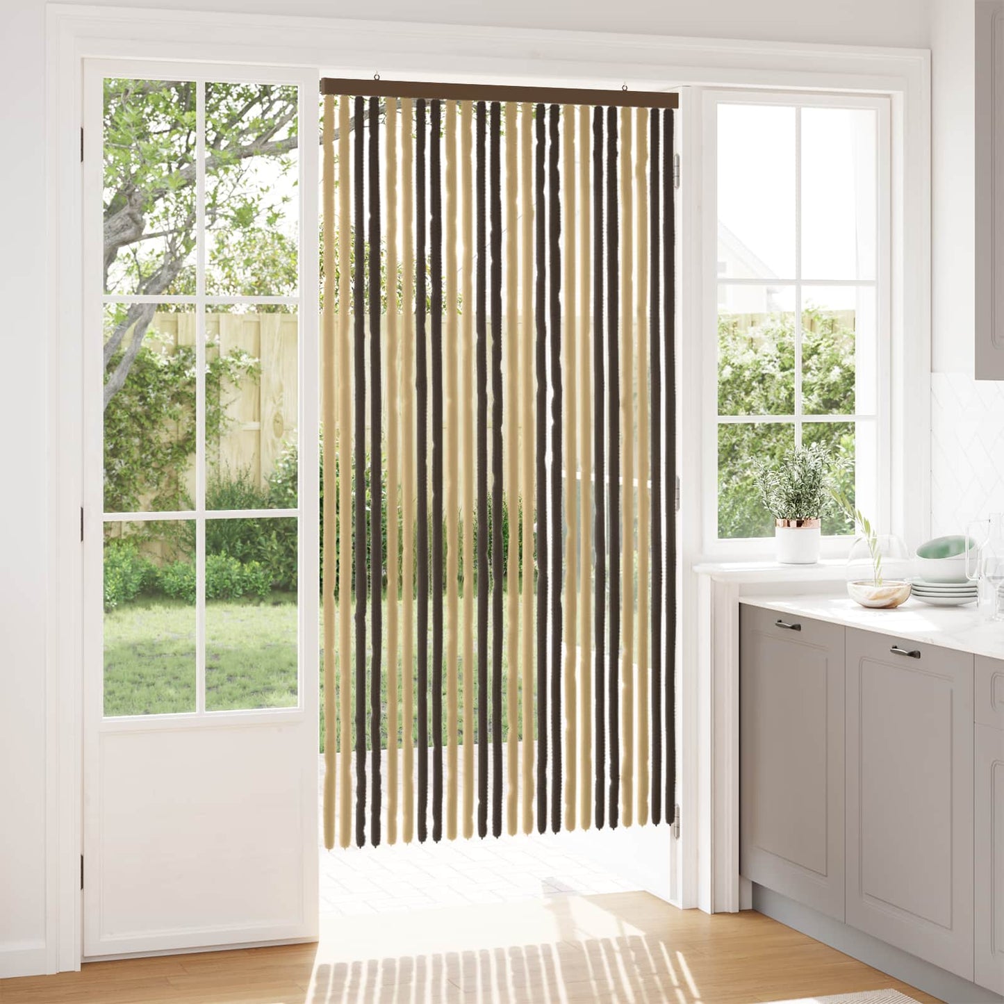 Insektgardin Chenille Mørkebrun og Beige 100 x 200 cm 100% PP