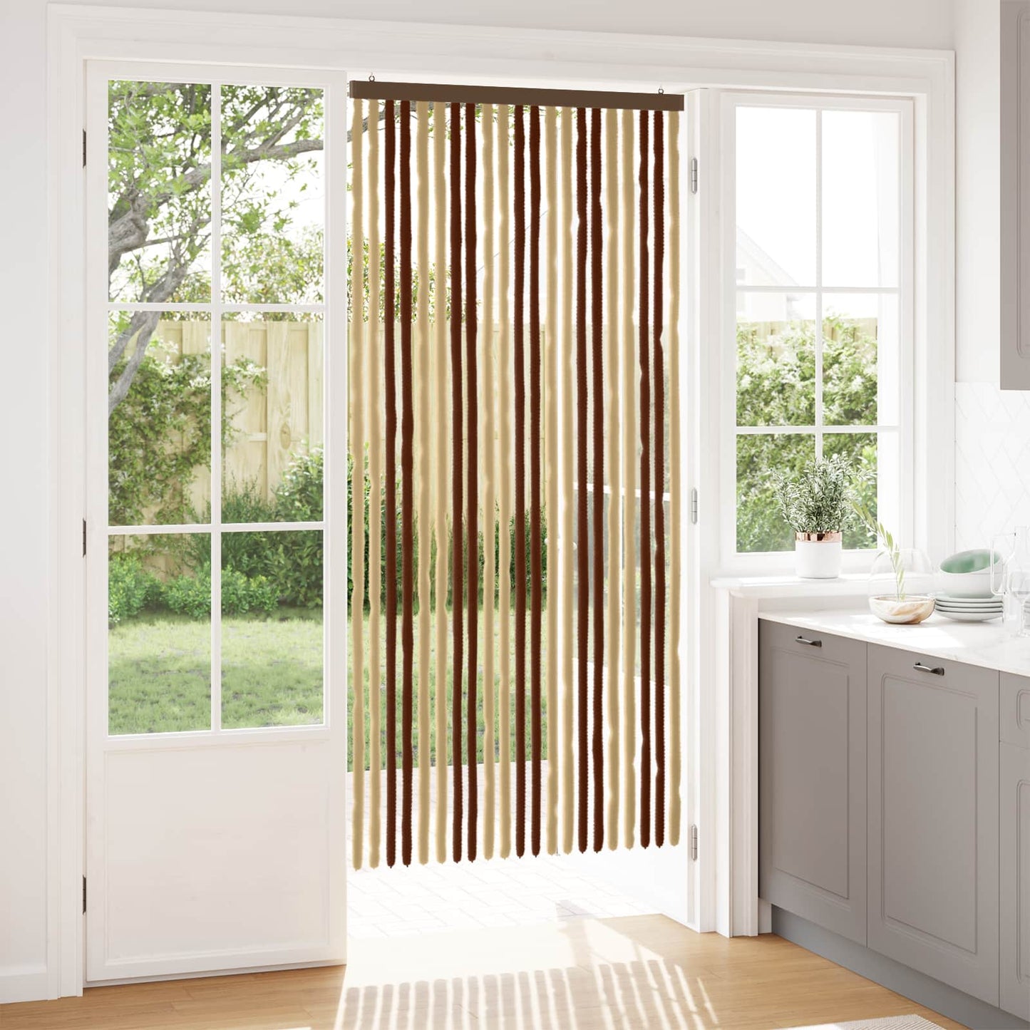 Insektgardin Chenille Brun og Beige 90 x 200 cm 100% PP