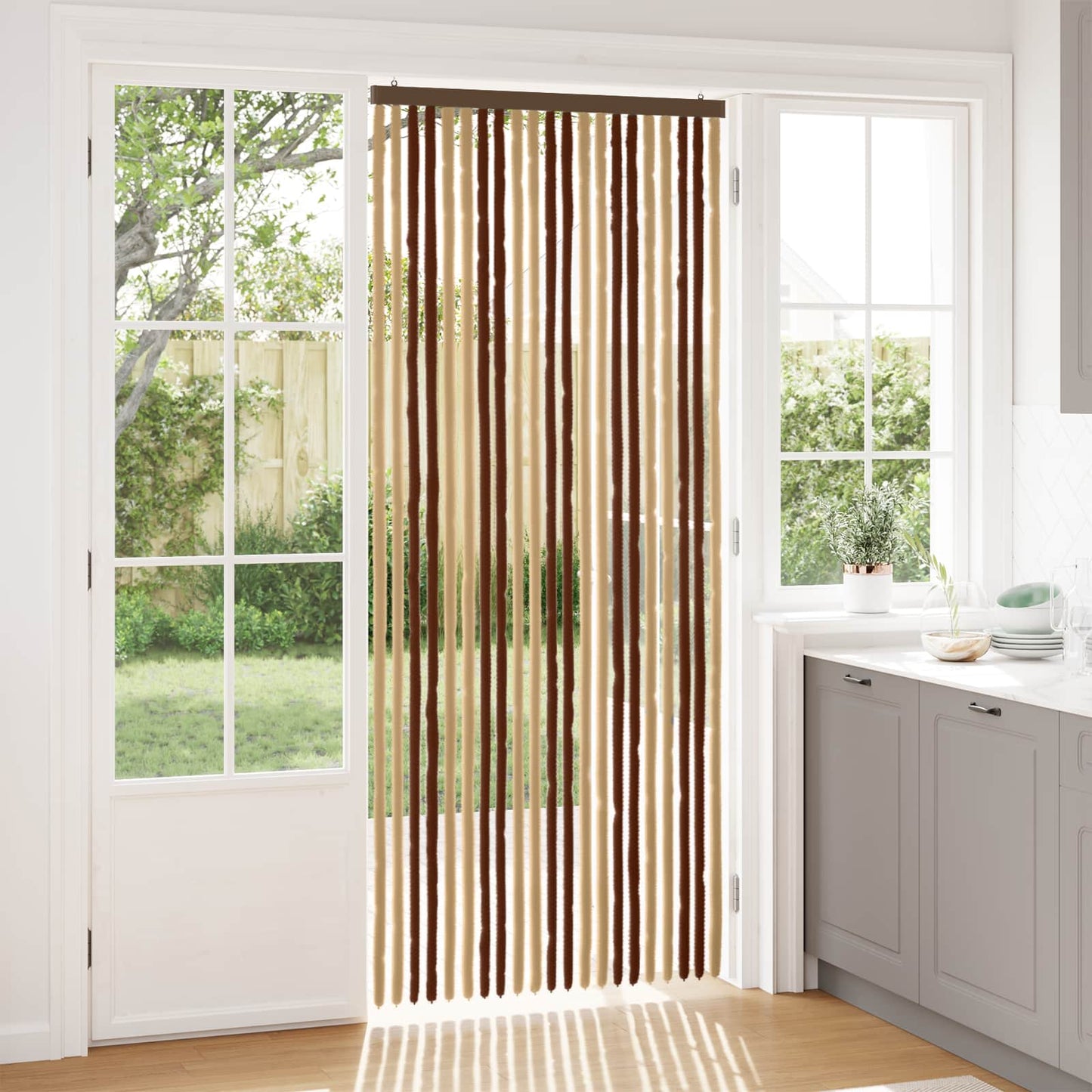 Insektgardin Chenille Brun og Beige 90 x 220 cm 100% PP