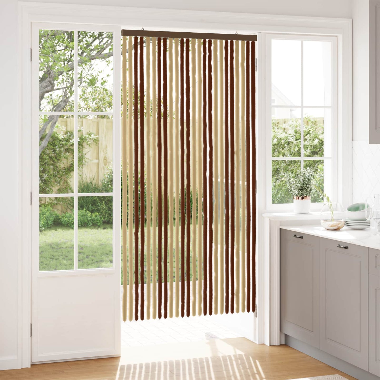 Insektgardin Chenille Brun og Beige 100 x 200 cm 100% PP