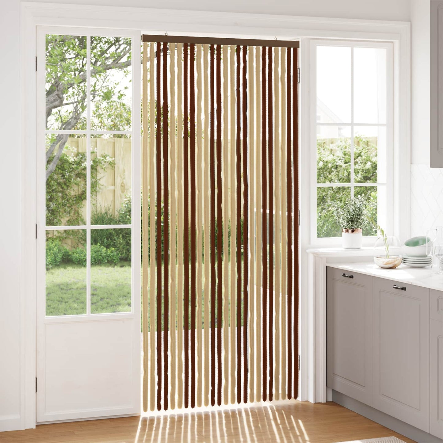 Insektgardin Chenille Brun og Beige 100 x 220 cm 100% PP