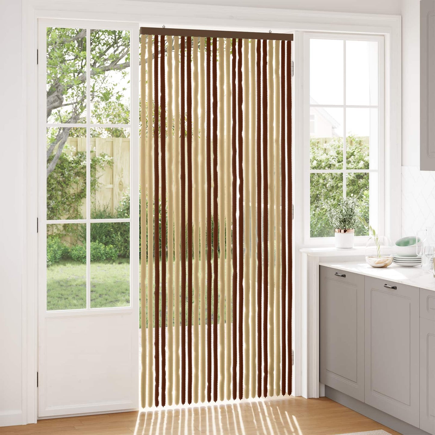 Insektgardin Chenille Brun og Beige 100 x 230 cm 100% PP