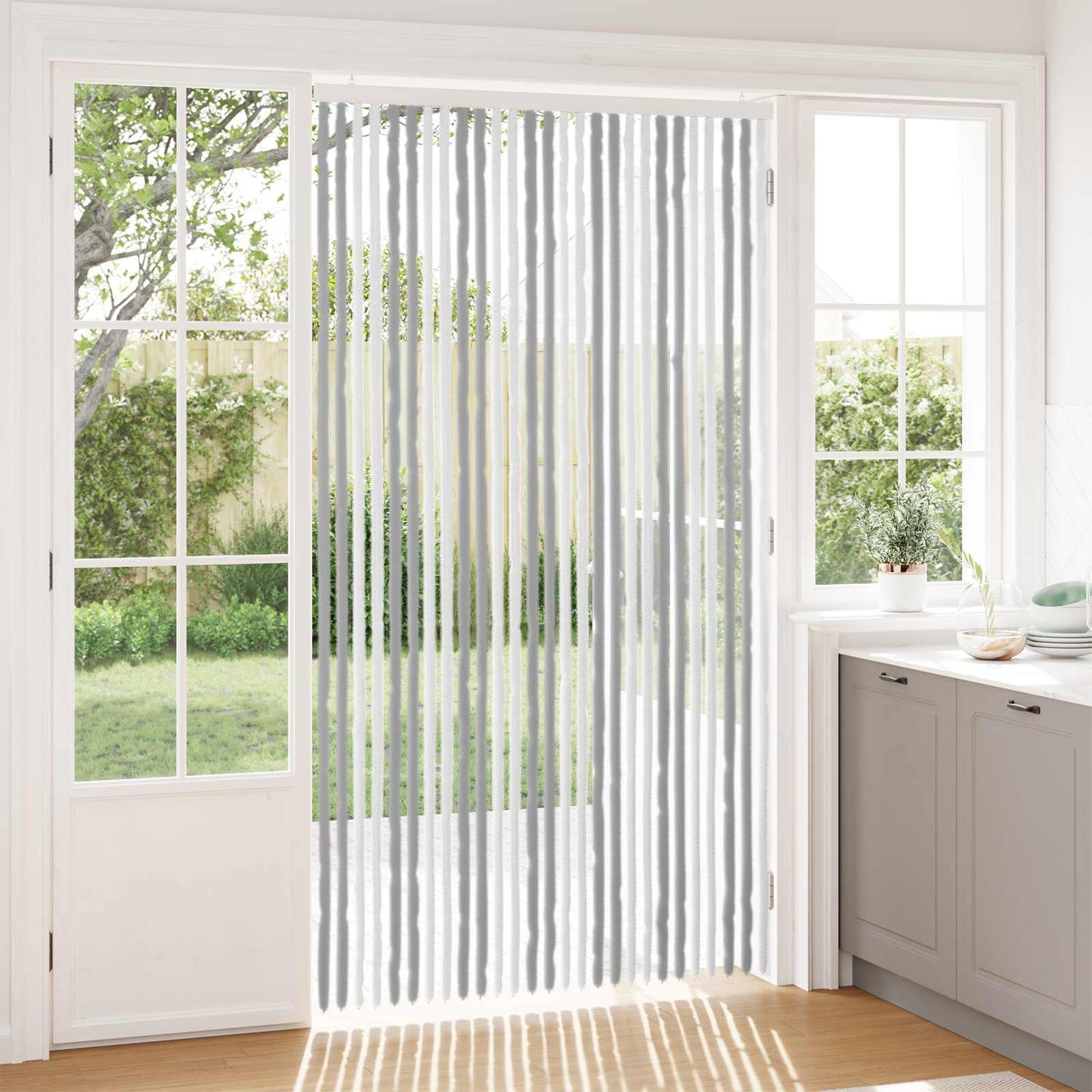 Insektgardin Chenille Grå og hvit 118 x 220 cm 100% PP