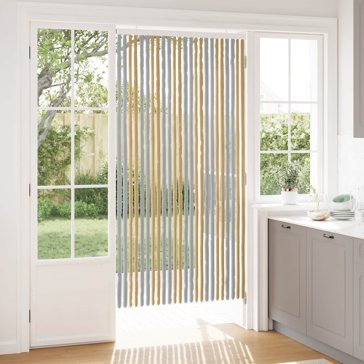 Insektgardin Chenille Grå og Beige 100 x 200 cm 100% PP