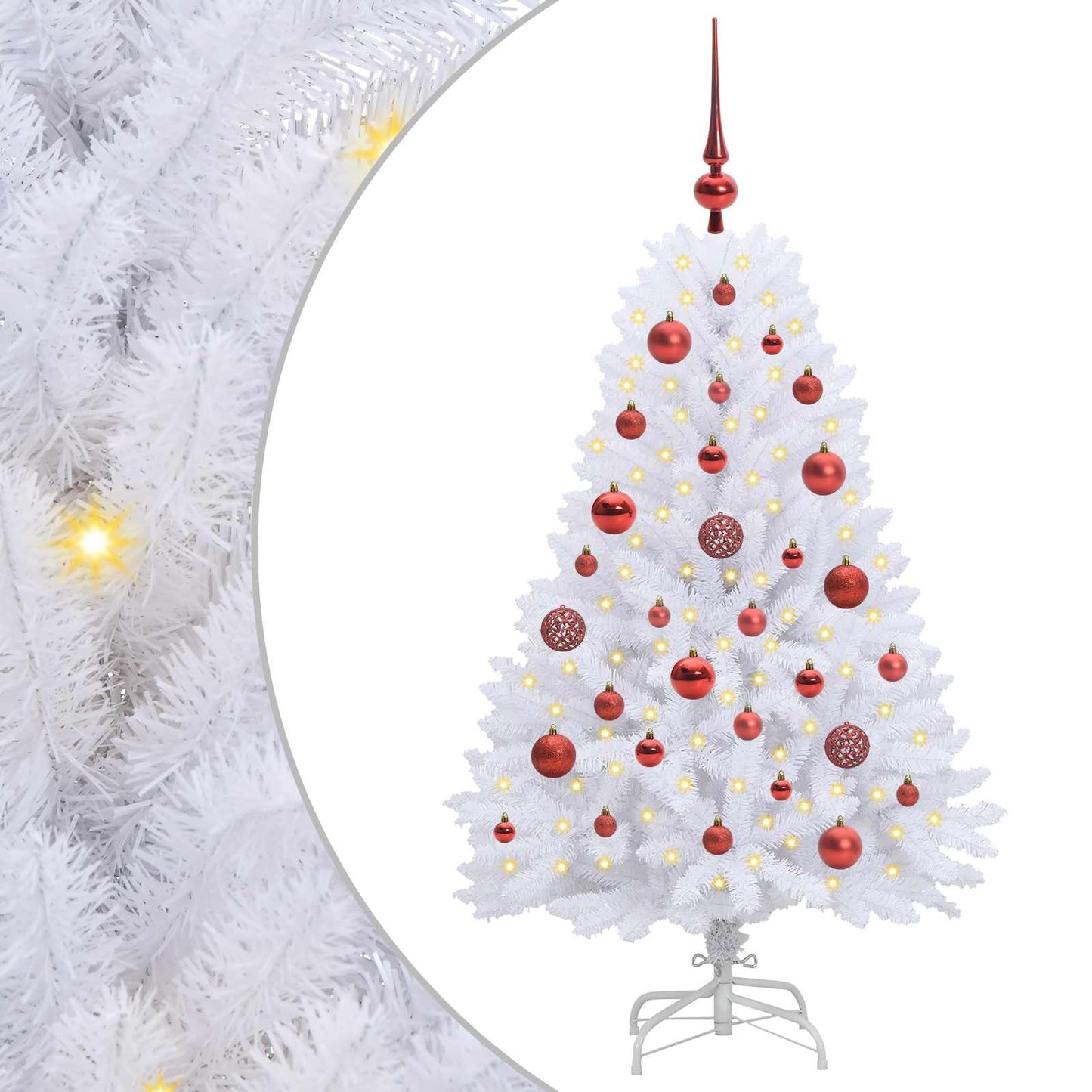Kunstig sammensatt juletre med 150 LED Hvit 120 cm PVC og Stål