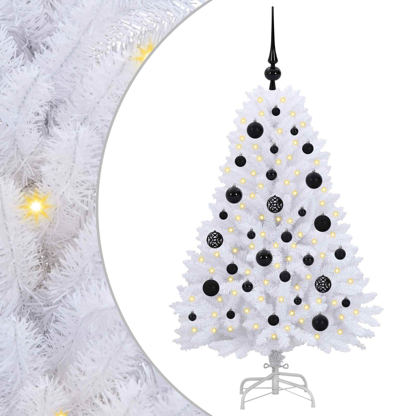 Kunstig sammensatt juletre med 150 LED Hvit 120 cm PVC og Stål