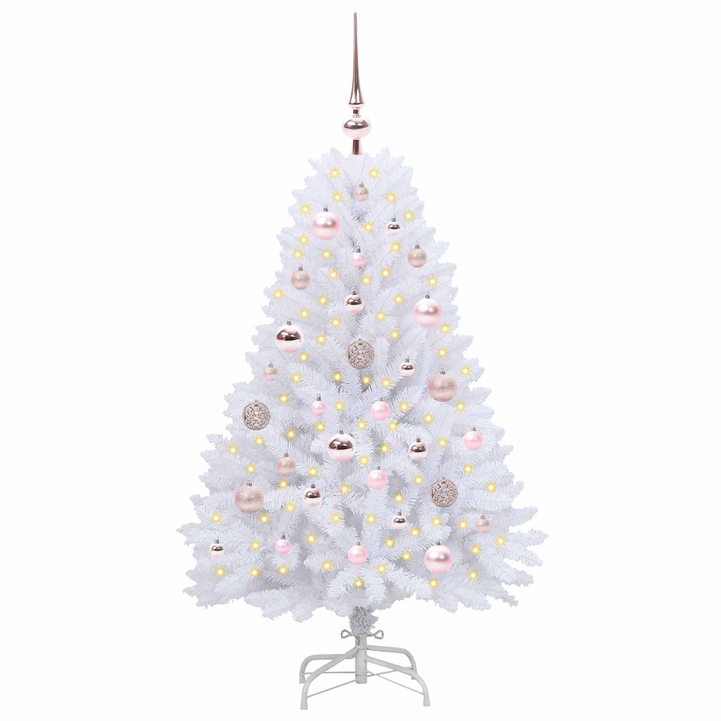 Kunstig sammensatt juletre med 150 LED Hvit 120 cm PVC og Stål