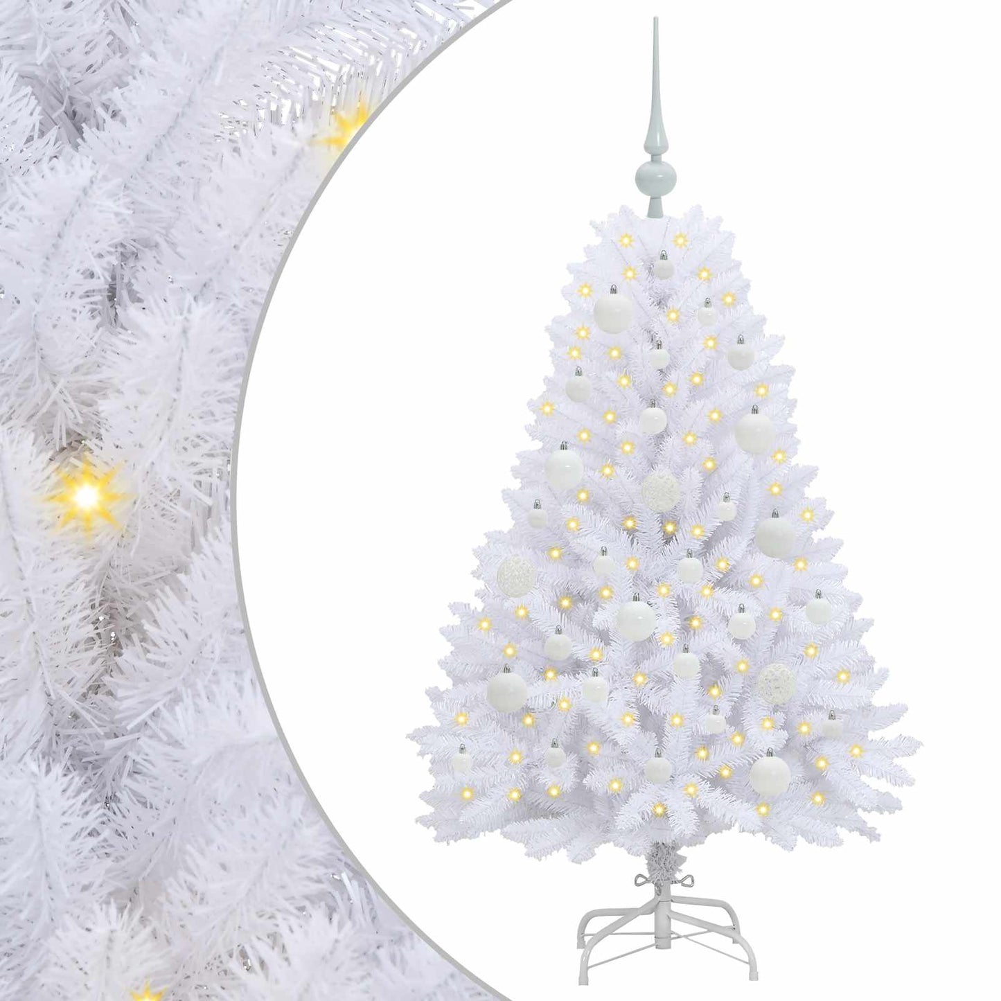 Kunstig sammensatt juletre med 150 LED Hvit 120 cm PVC og Stål