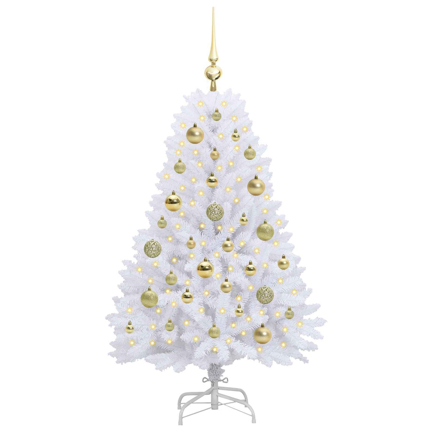 Kunstig sammensatt juletre med 150 LED Hvit 120 cm PVC og Stål