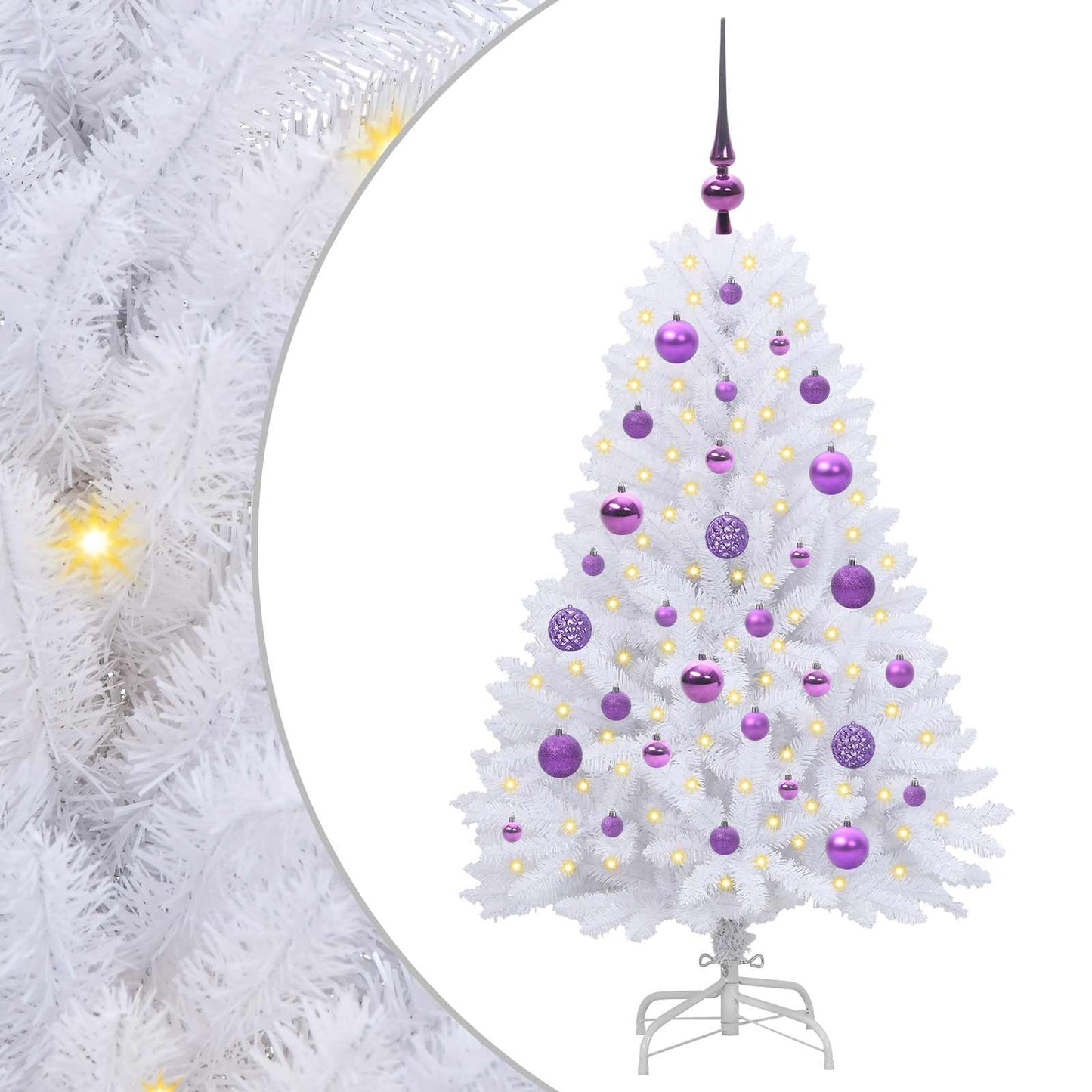 Kunstig sammensatt juletre med 150 LED Hvit 120 cm PVC og Stål