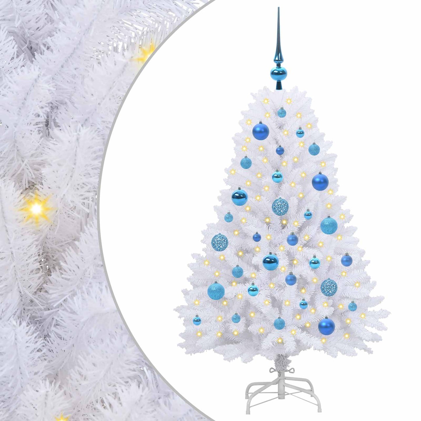 Kunstig sammensatt juletre med 150 LED Hvit 120 cm PVC og Stål