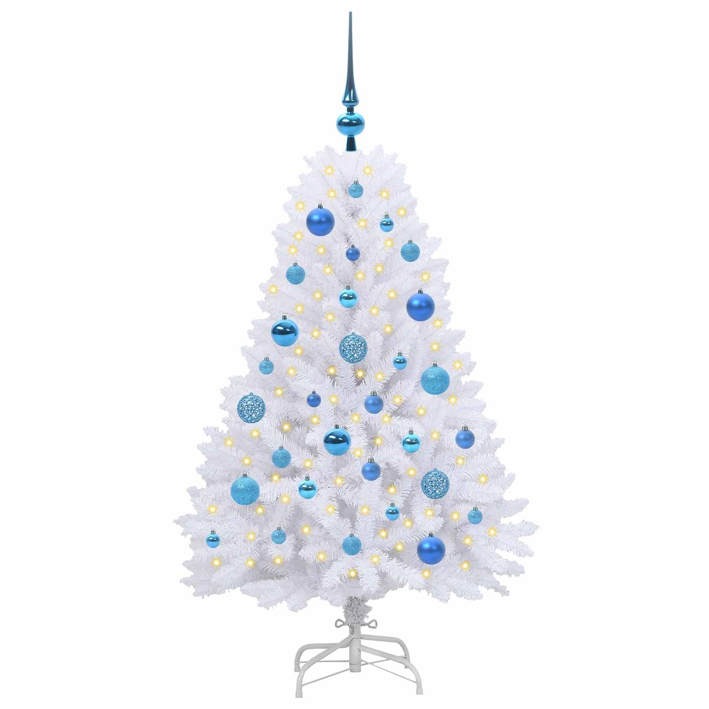 Kunstig sammensatt juletre med 150 LED Hvit 120 cm PVC og Stål