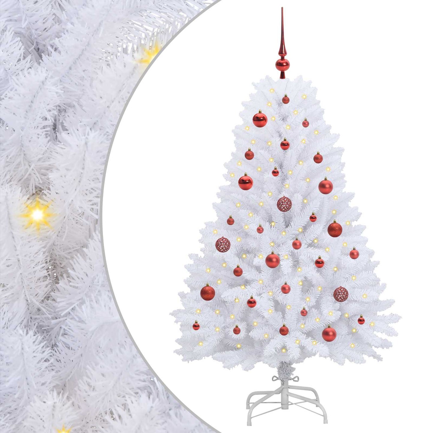 Kunstig sammensatt juletre med 150 LED Hvit 150 cm PVC og Stål