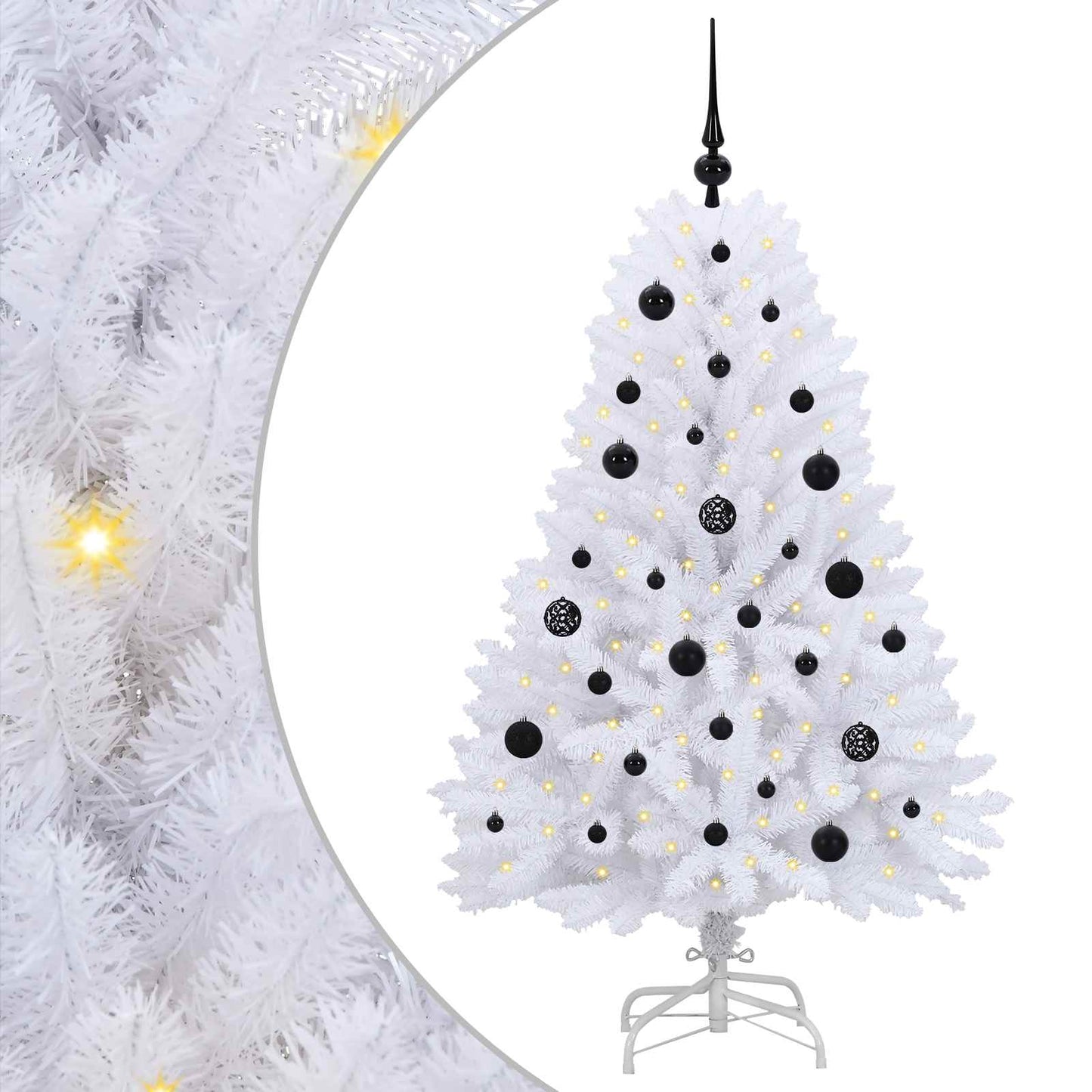 Kunstig sammensatt juletre med 150 LED Hvit 150 cm PVC og Stål