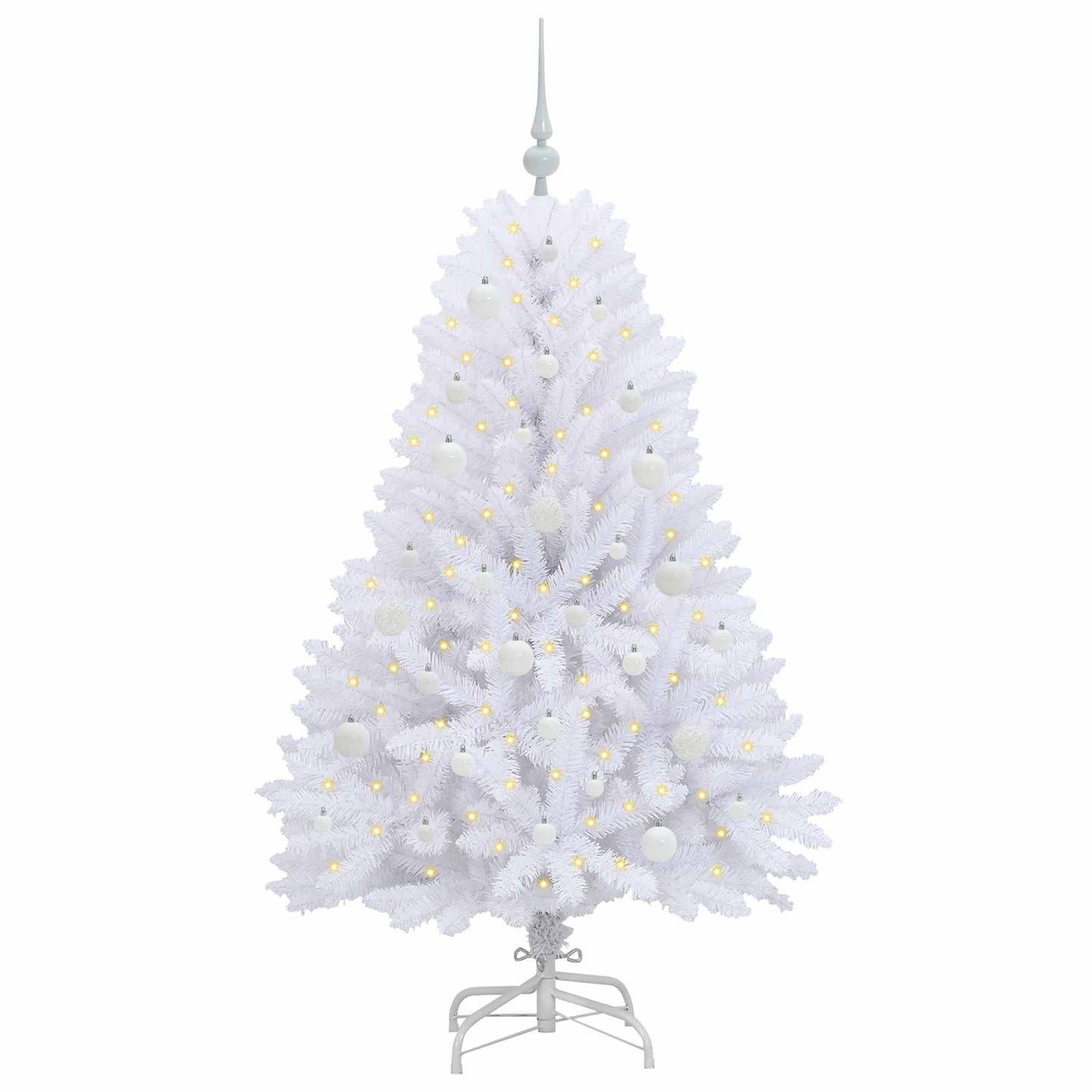 Kunstig sammensatt juletre med 150 LED Hvit 150 cm PVC og Stål