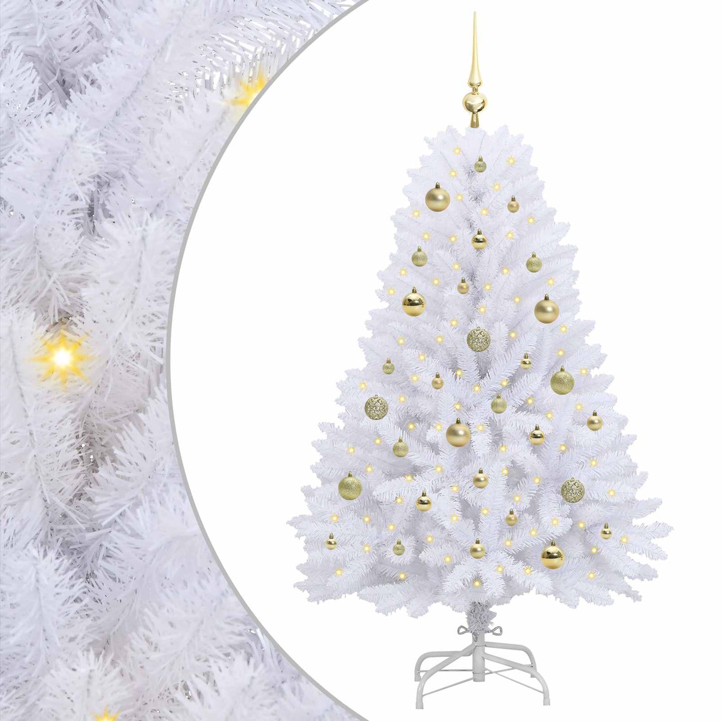 Kunstig sammensatt juletre med 150 LED Hvit 150 cm PVC og Stål