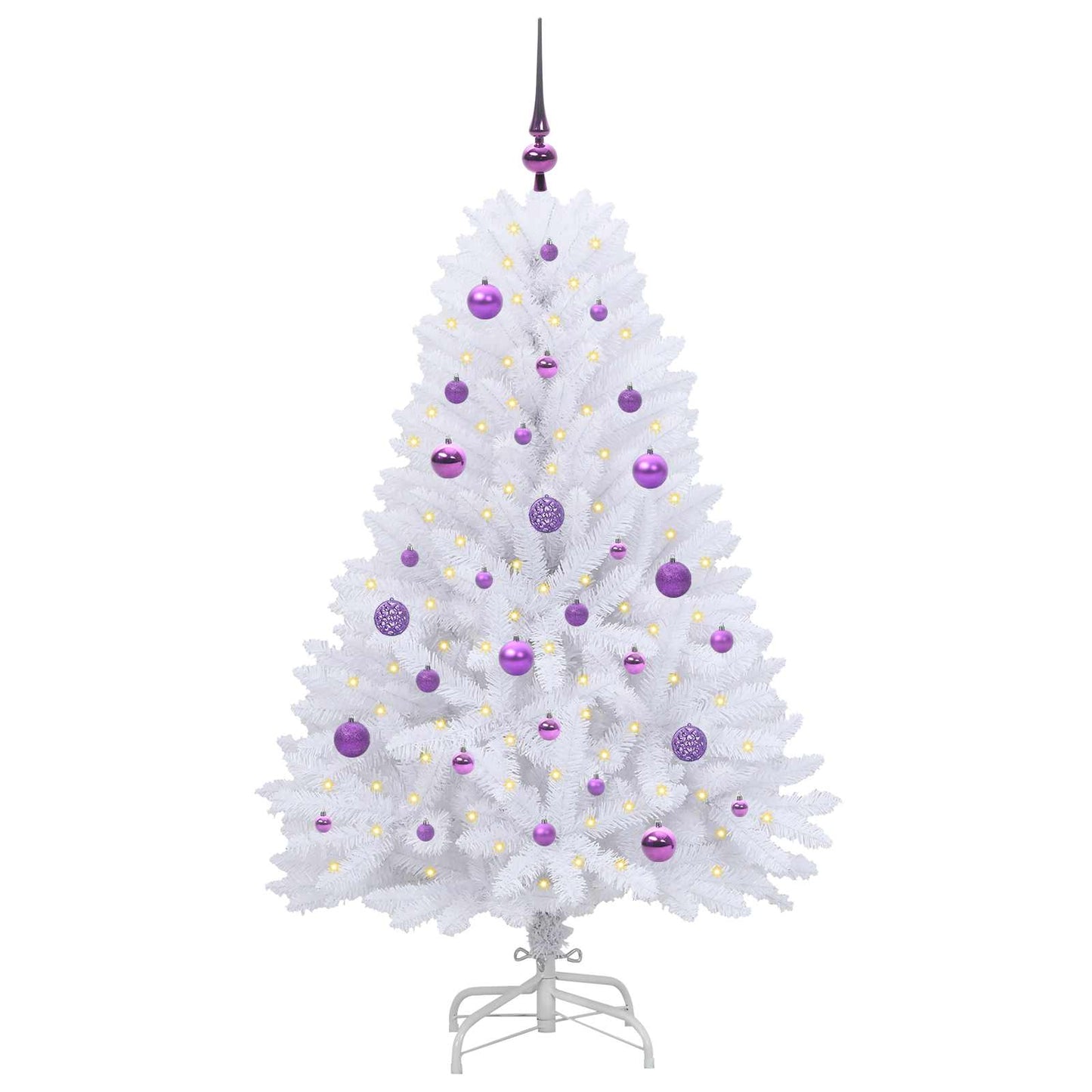 Kunstig sammensatt juletre med 150 LED Hvit 150 cm PVC og Stål