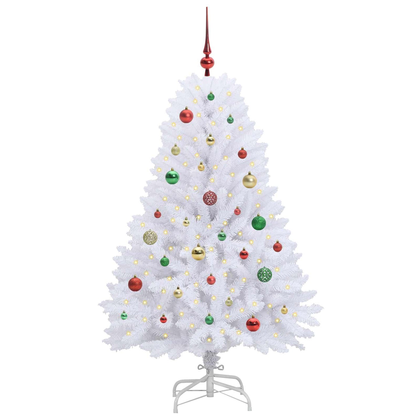 Kunstig sammensatt juletre med 150 LED Hvit 150 cm PVC og Stål