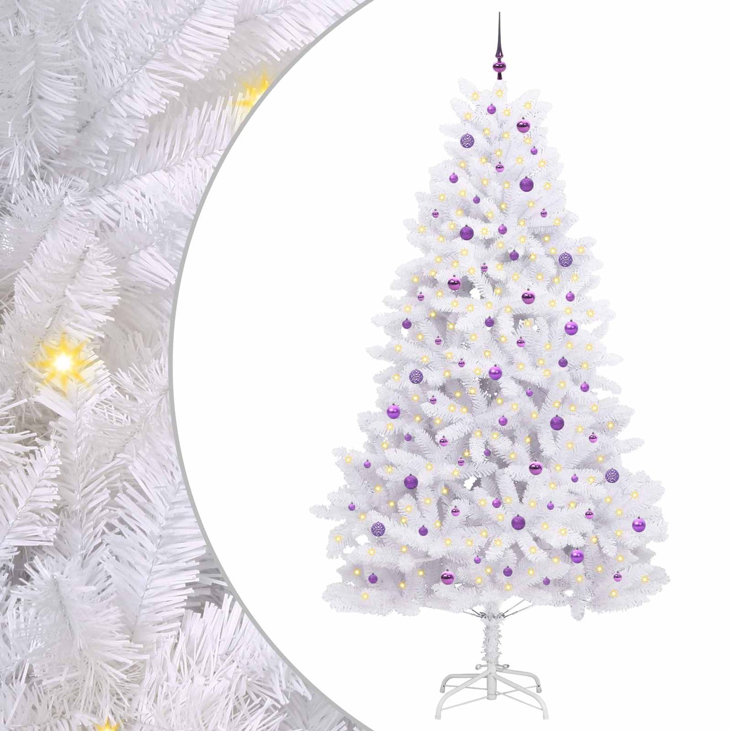Kunstig sammensatt juletre med 300 LED Hvit 270 cm PVC og stål