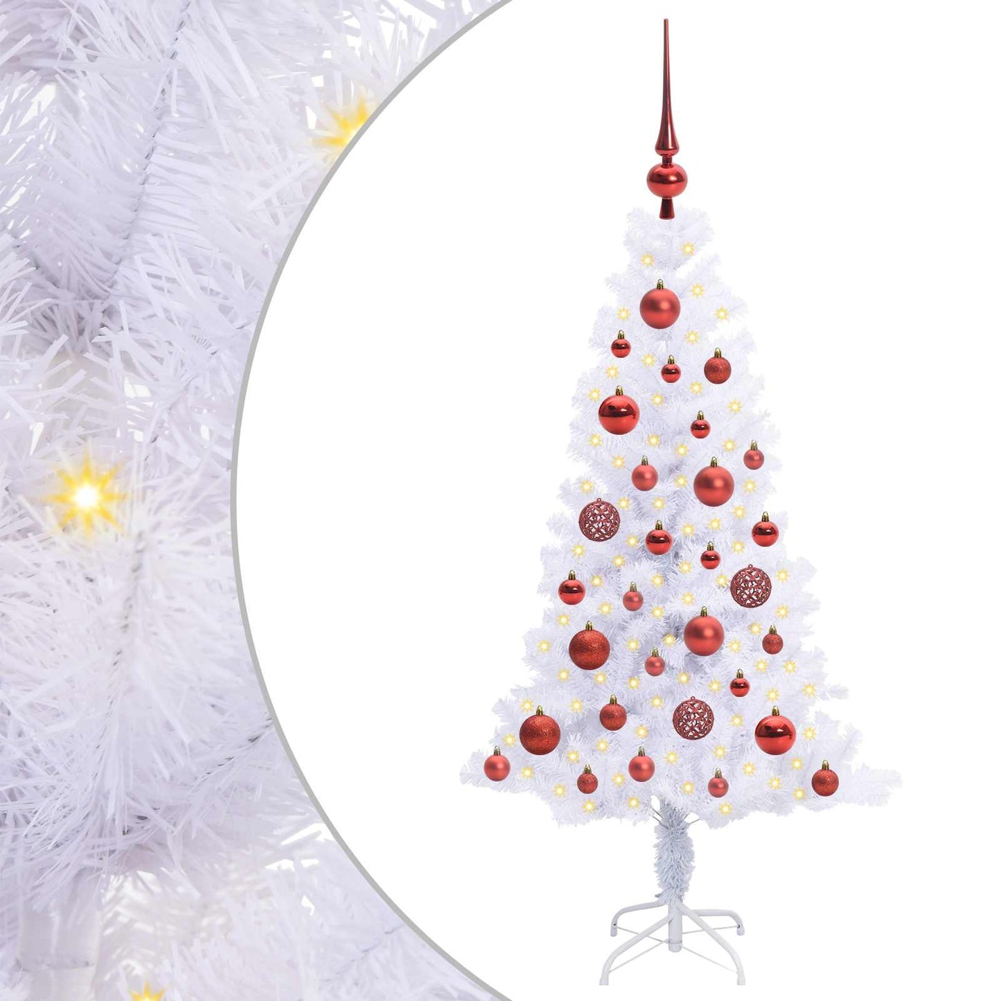 Kunstig juletre med 150 LED med stativ Hvit 120 cm PVC og Stål