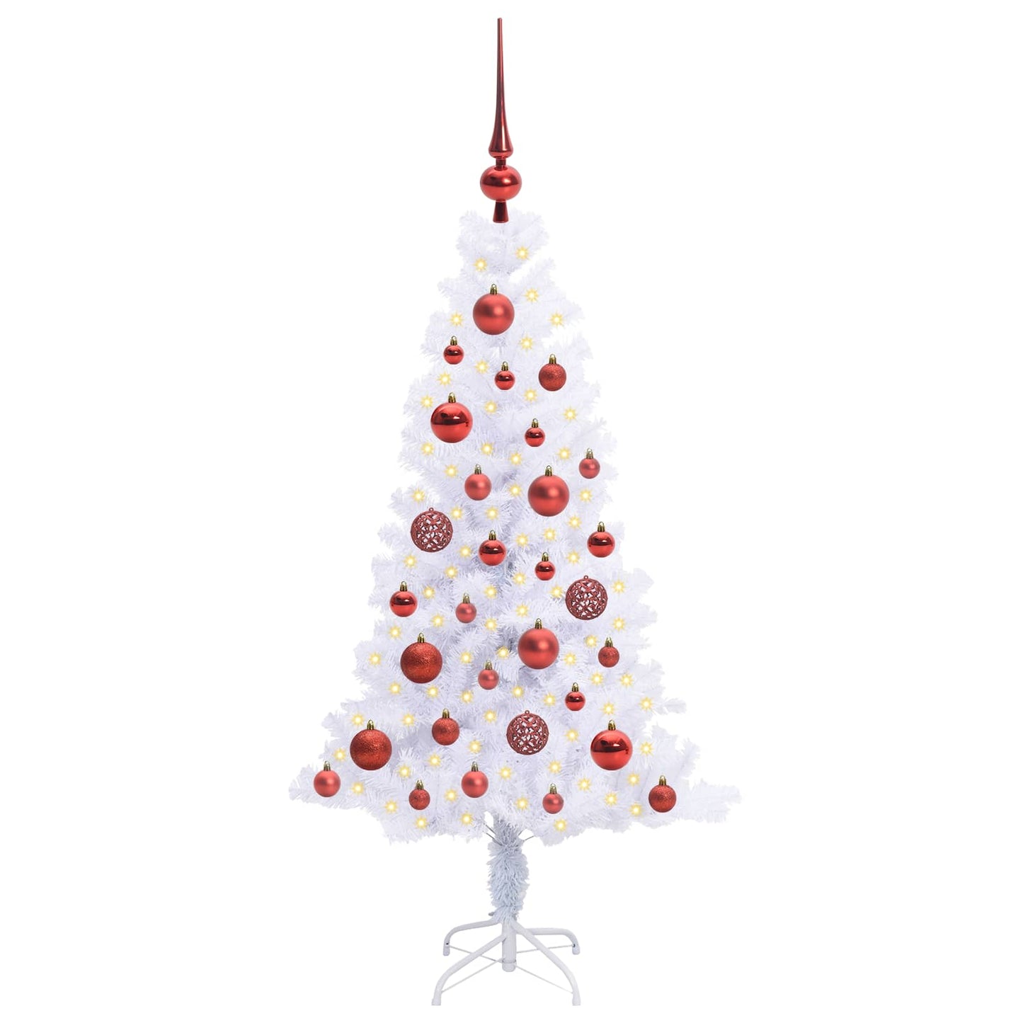 Kunstig juletre med 150 LED med stativ Hvit 120 cm PVC og Stål