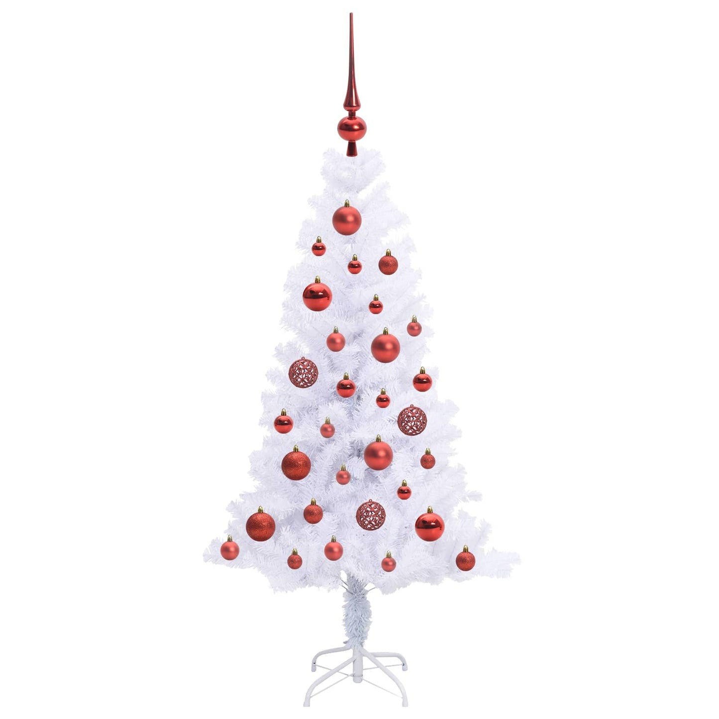 Kunstig juletre med 150 LED med stativ Hvit 120 cm PVC og Stål